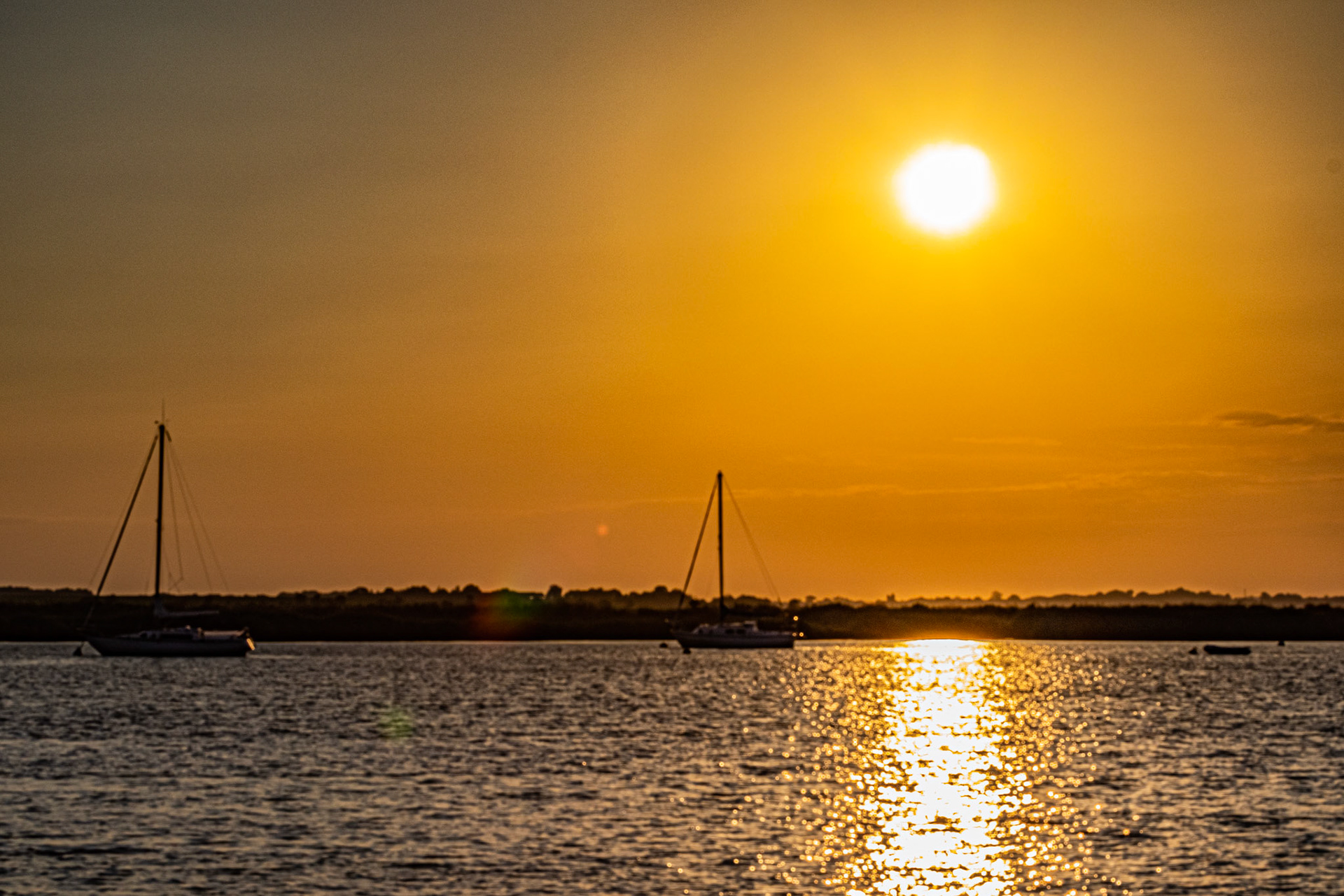 Summer sunset at Rochefort in Charente Maritime, on the river "La Charente"