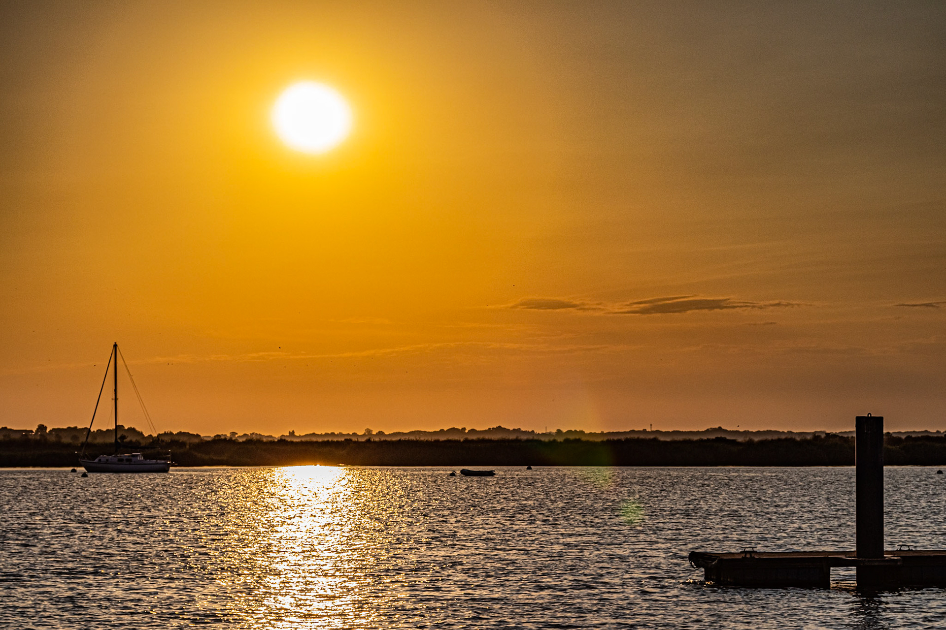 Summer sunset at Rochefort in Charente Maritime, on the river "La Charente"