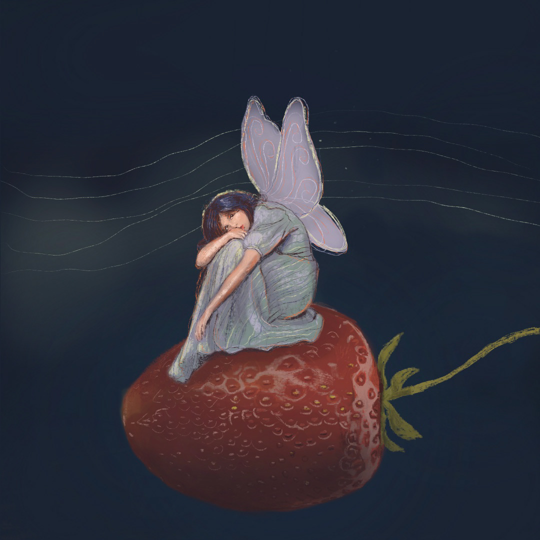 Fairy on a Strawberry, Procreate
