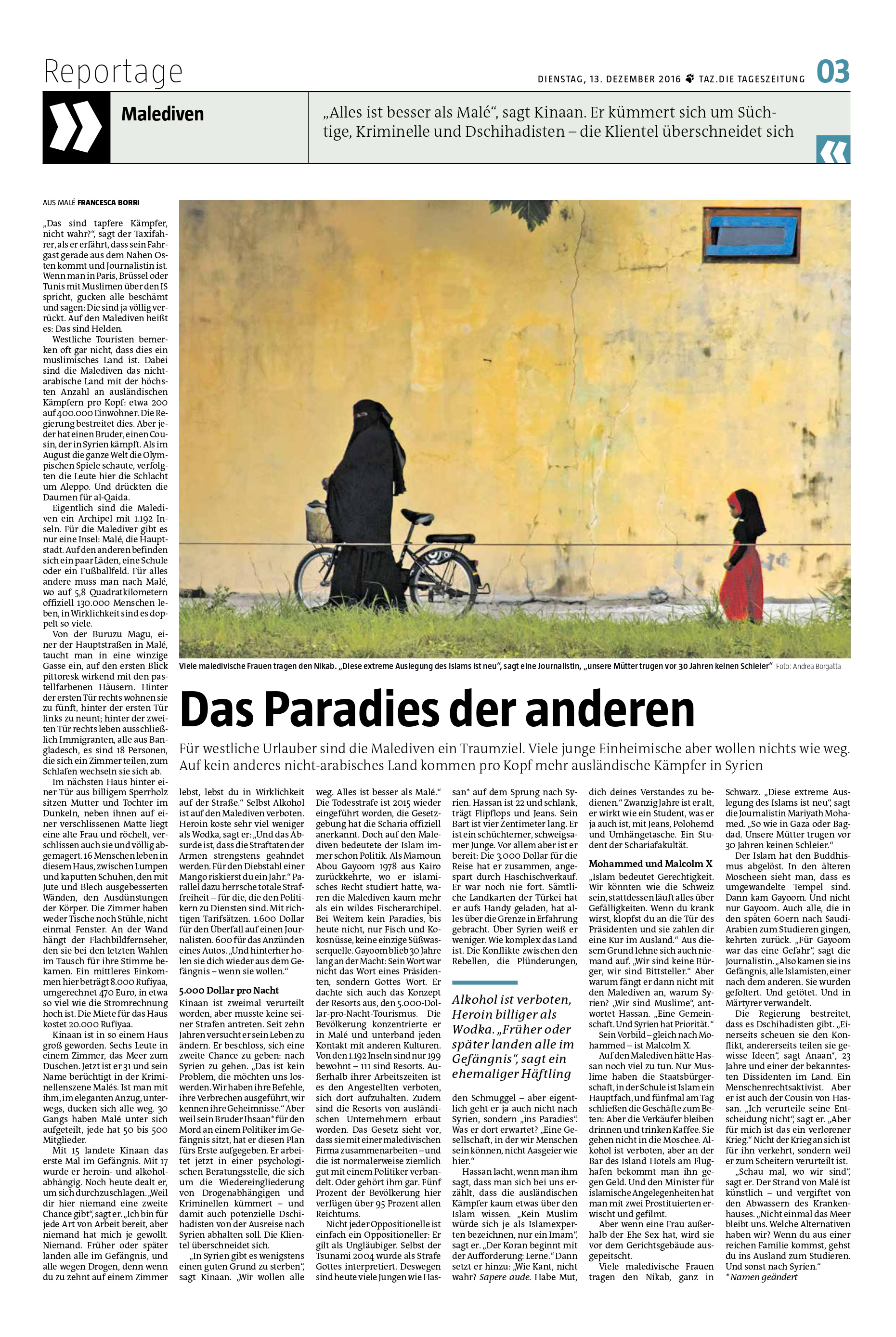"Taz die Tagenszeitung" 13/12/2016