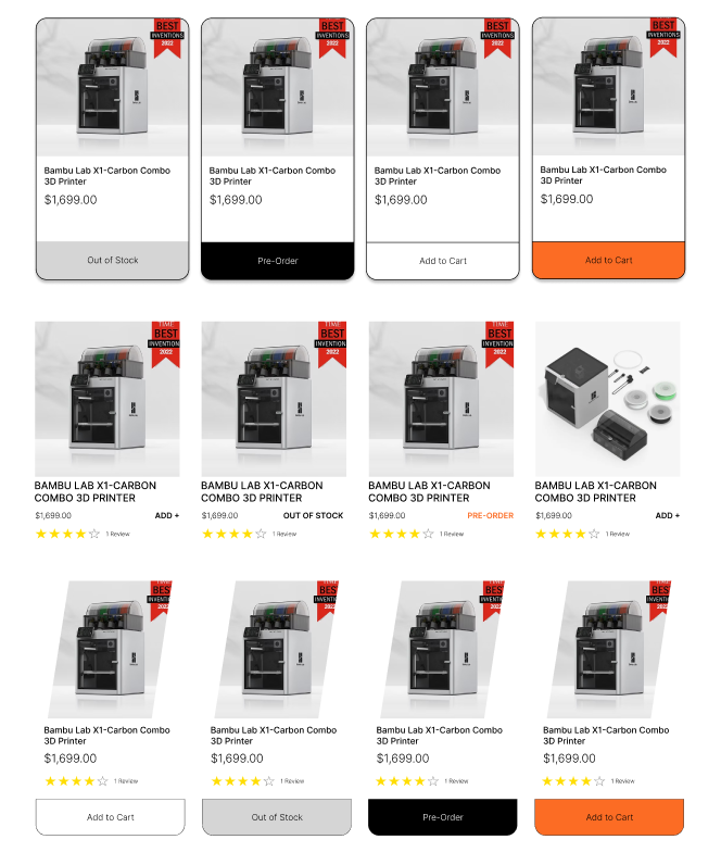 Product Card Options