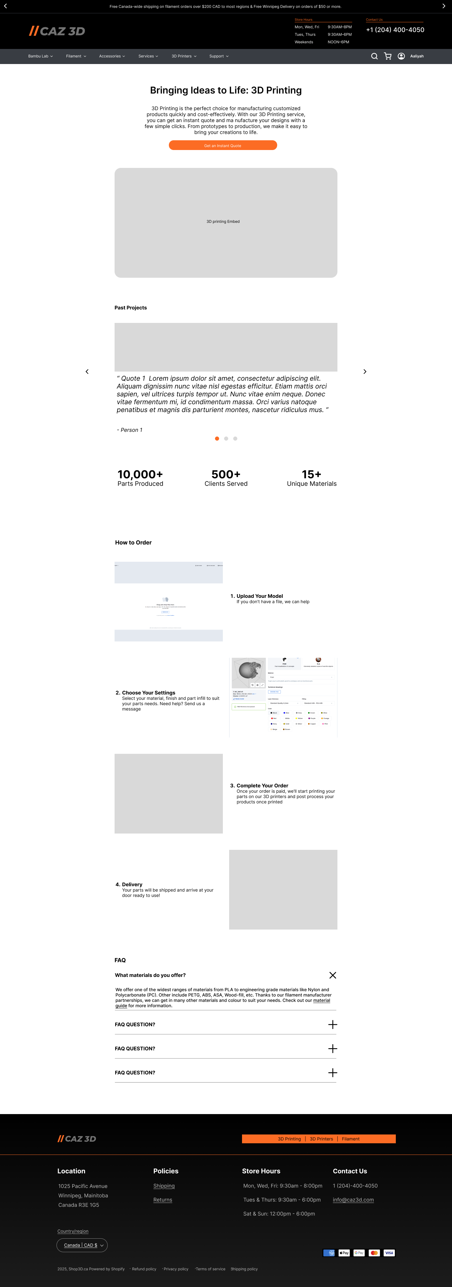 Wireframe 3D Printing Page