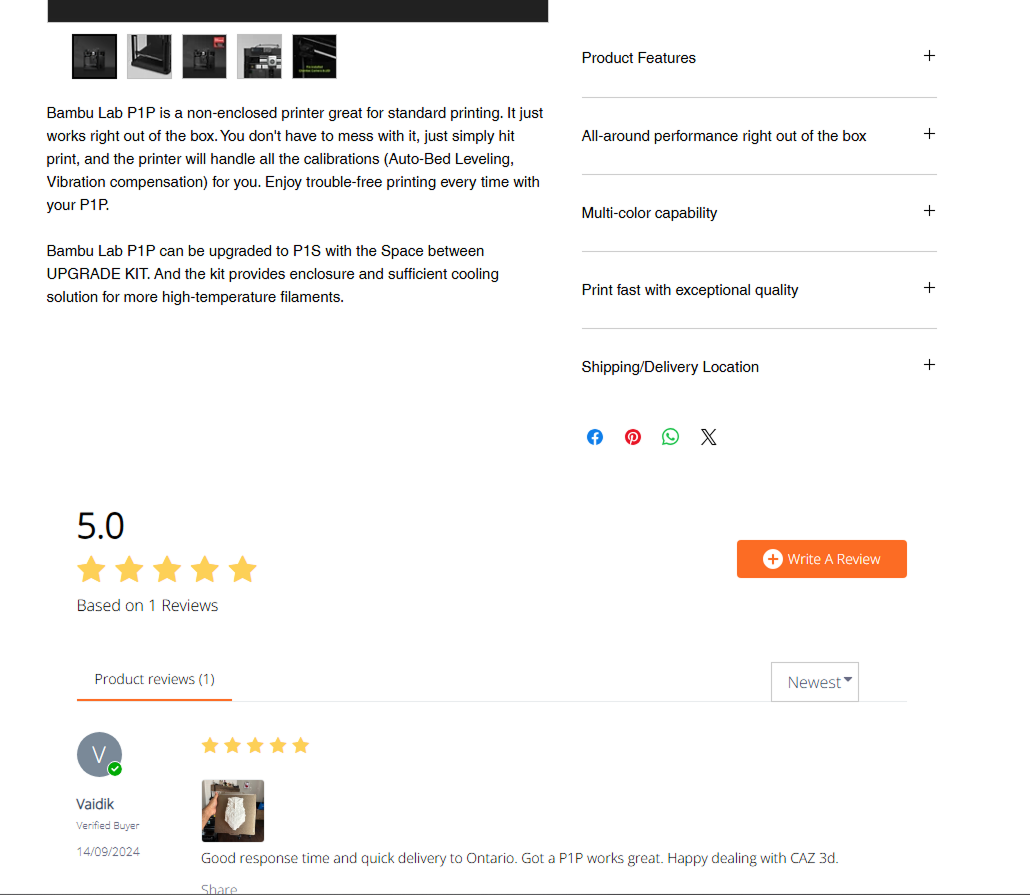Caz3D old Product Page
