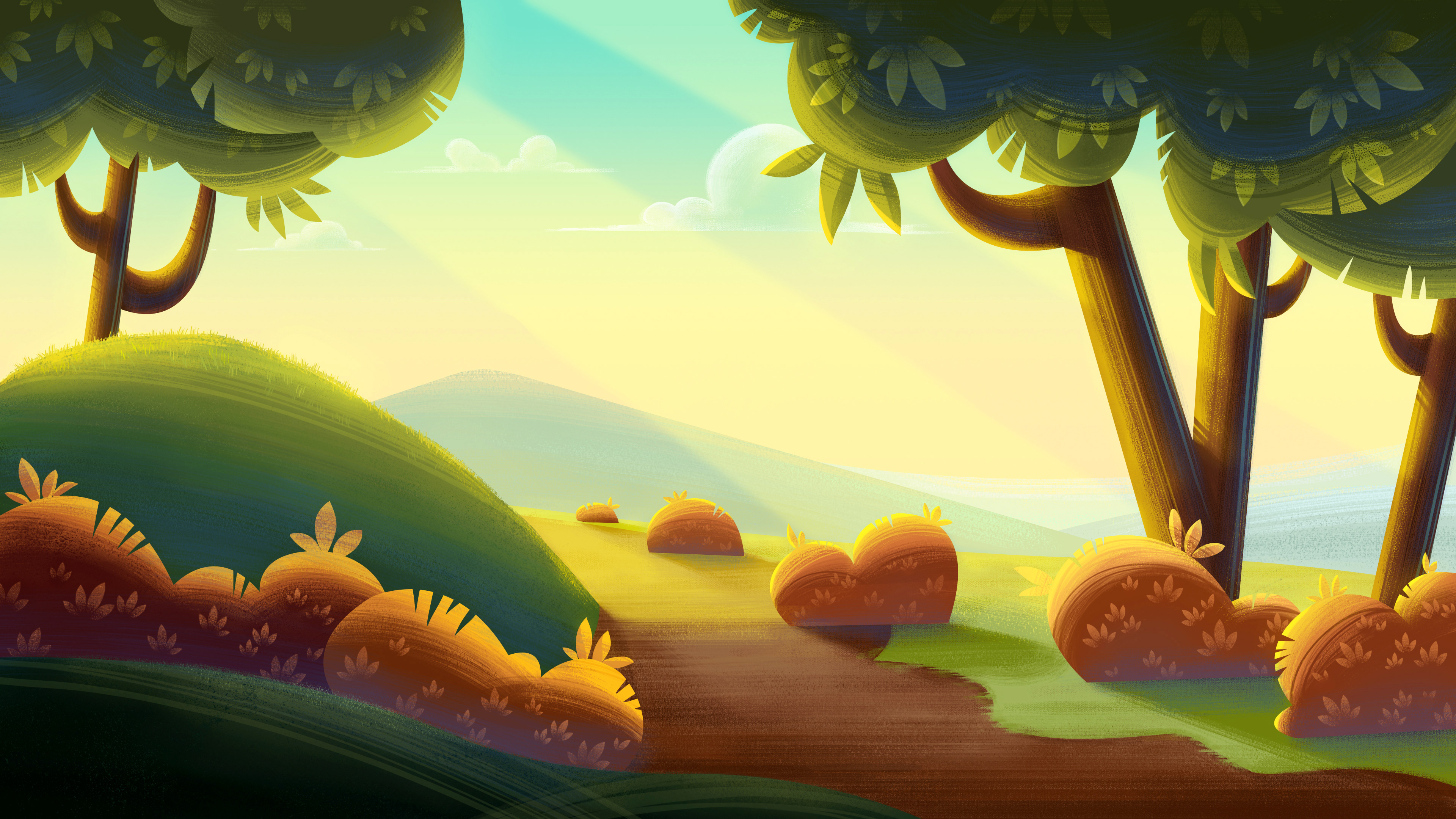 Stylized Background Painting: Inspired by Justin Time from GURU Studio
