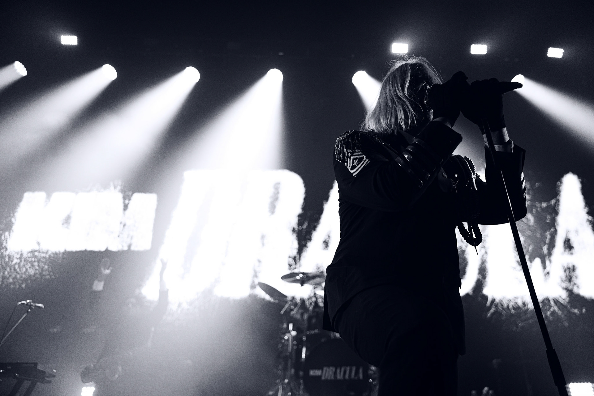 Kim Dracula performing live at Palladium Riga in Riga, Latvia, on February 9, 2026.A visually intense and genre-defying performance blending industrial, alternative metal and theatrical elements.