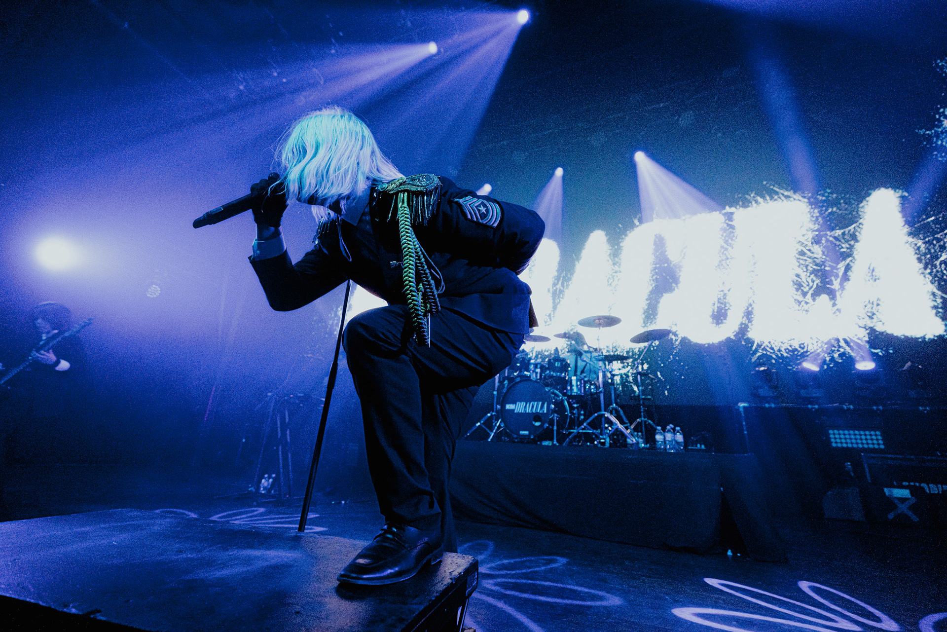 Kim Dracula performing live at Palladium Riga in Riga, Latvia, on February 9, 2026.A visually intense and genre-defying performance blending industrial, alternative metal and theatrical elements.