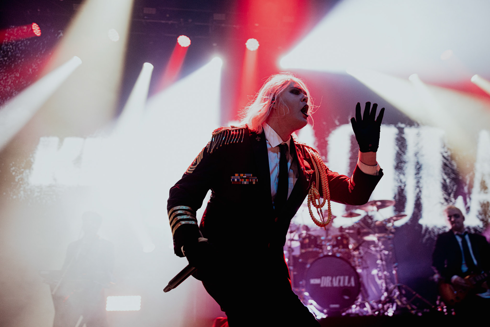 Kim Dracula performing live at Palladium Riga in Riga, Latvia, on February 9, 2026.A visually intense and genre-defying performance blending industrial, alternative metal and theatrical elements.