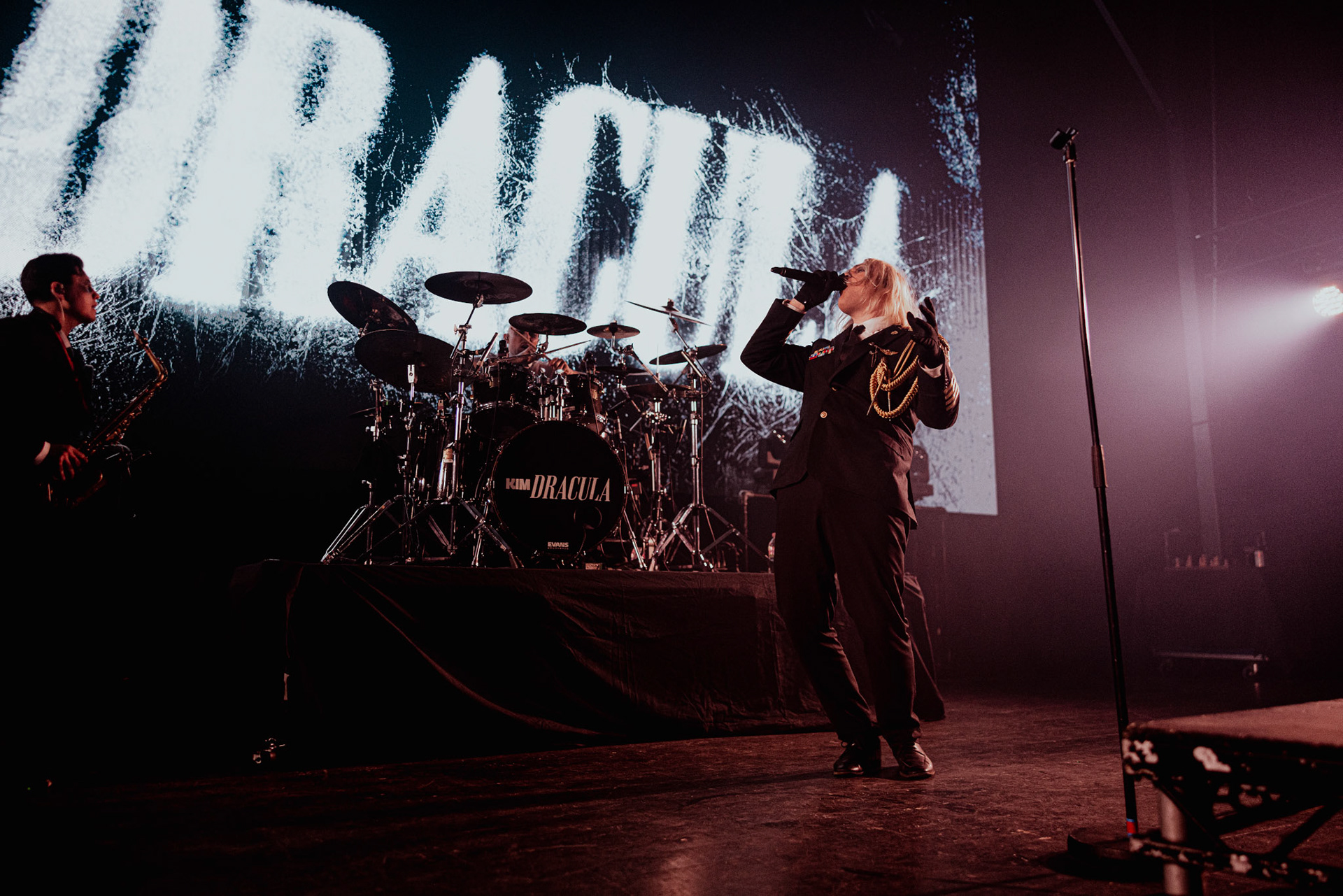 Kim Dracula performing live at Palladium Riga in Riga, Latvia, on February 9, 2026.A visually intense and genre-defying performance blending industrial, alternative metal and theatrical elements.