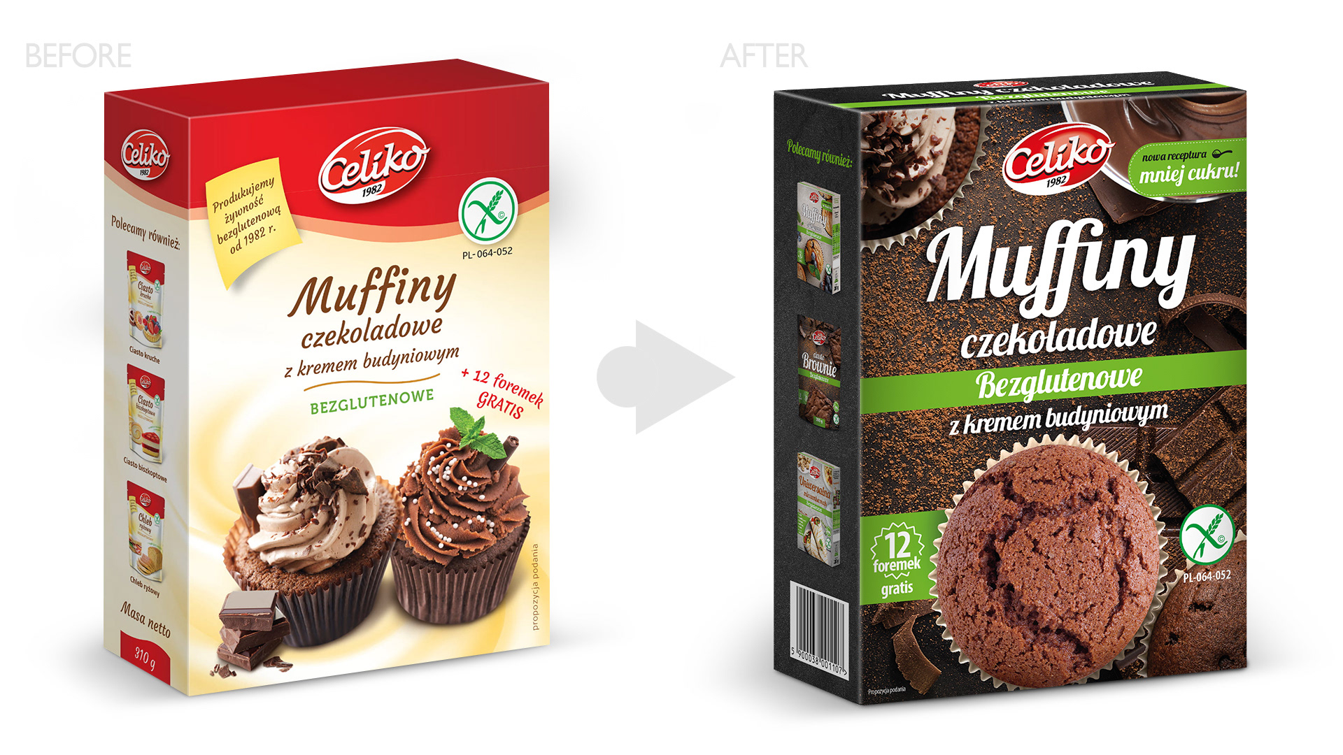 rebrending opakowania muffiny celiko