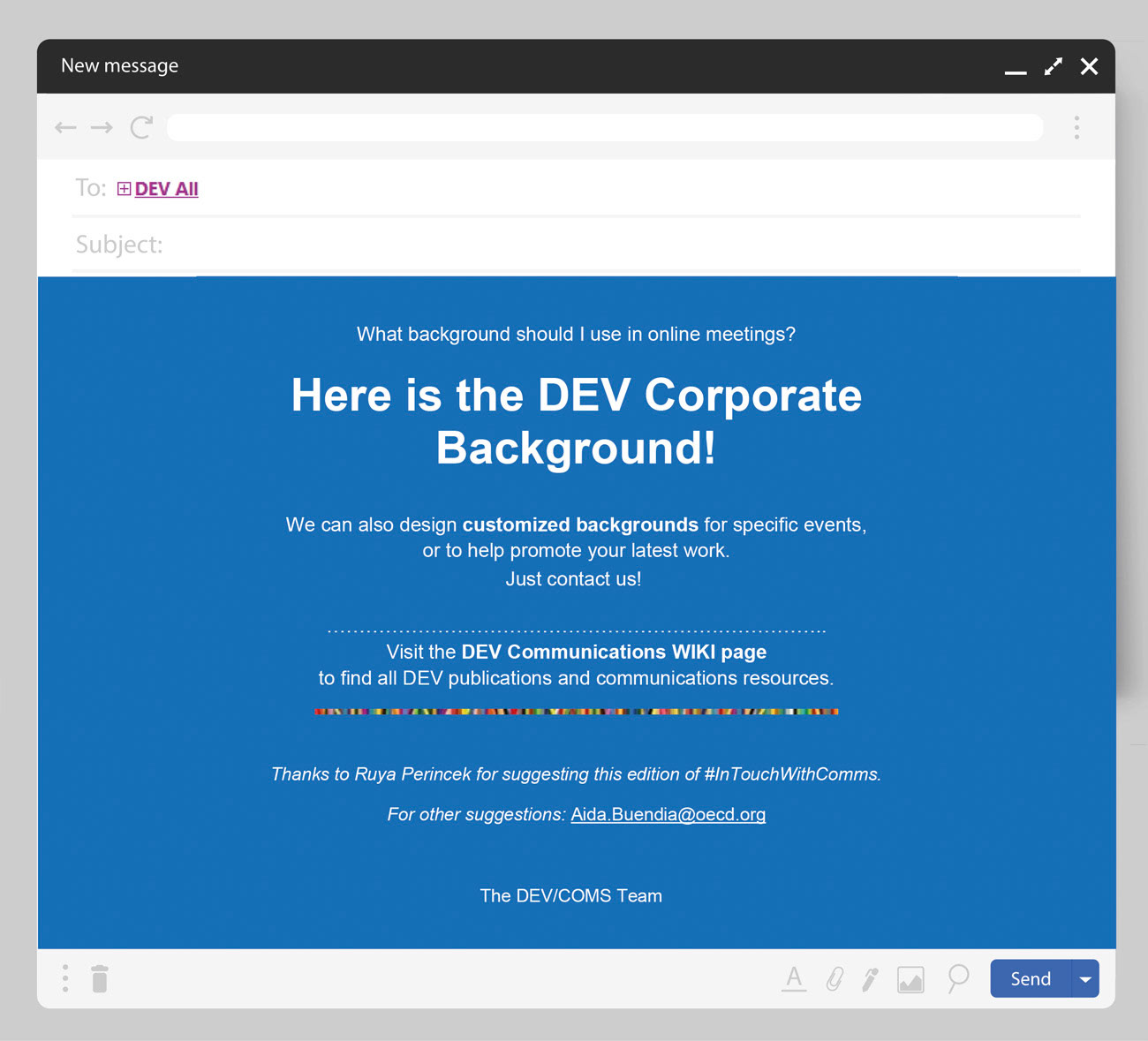 In touch with Comms #05  DEV corporate background Zoom and Teams
