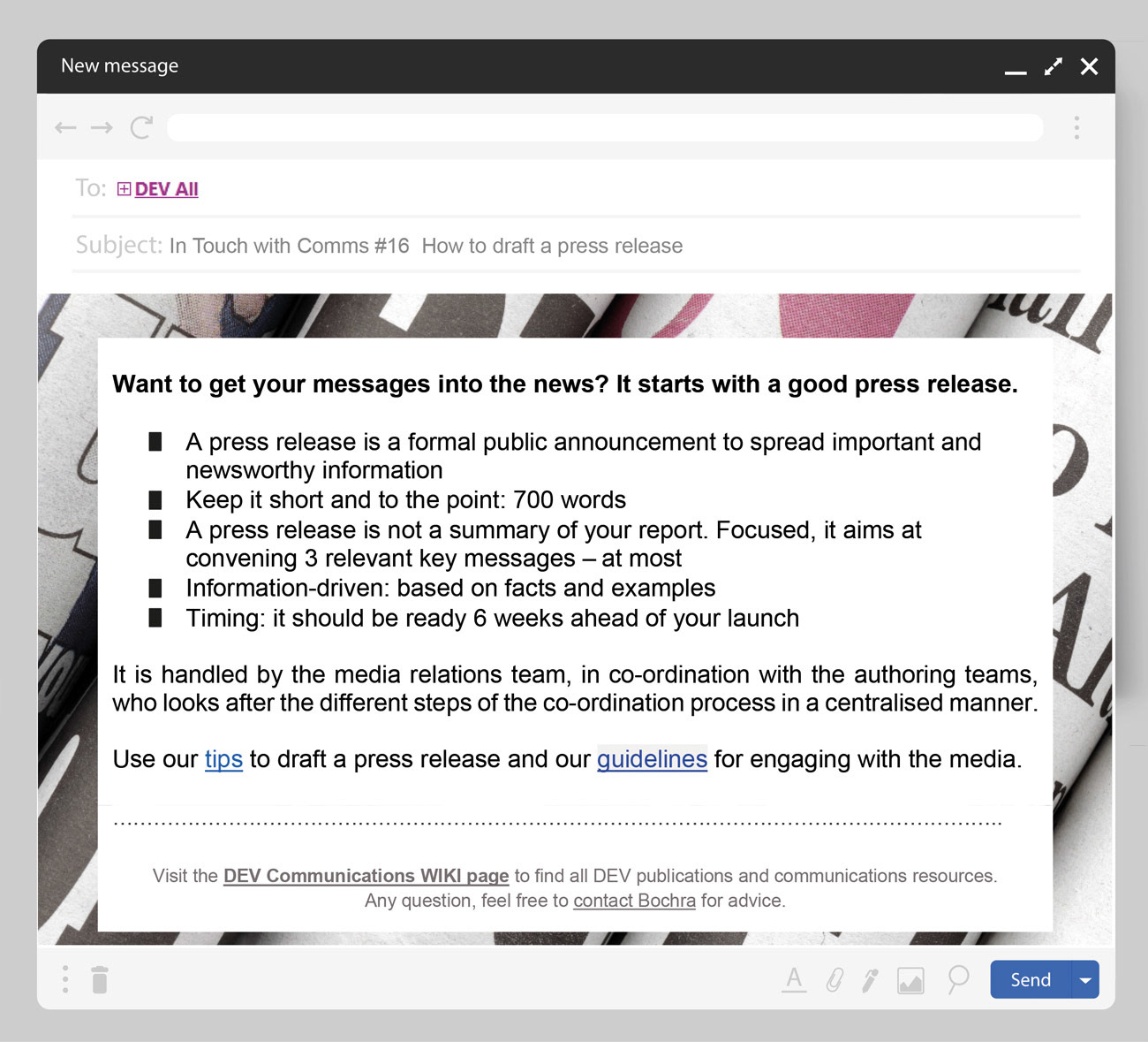 In Touch with Comms #16  How to draft a press release copy