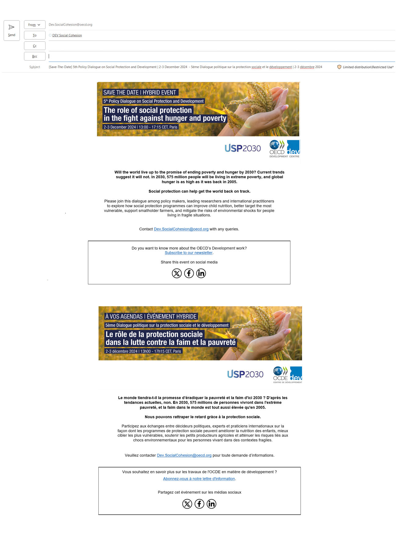 Email invitation social protection