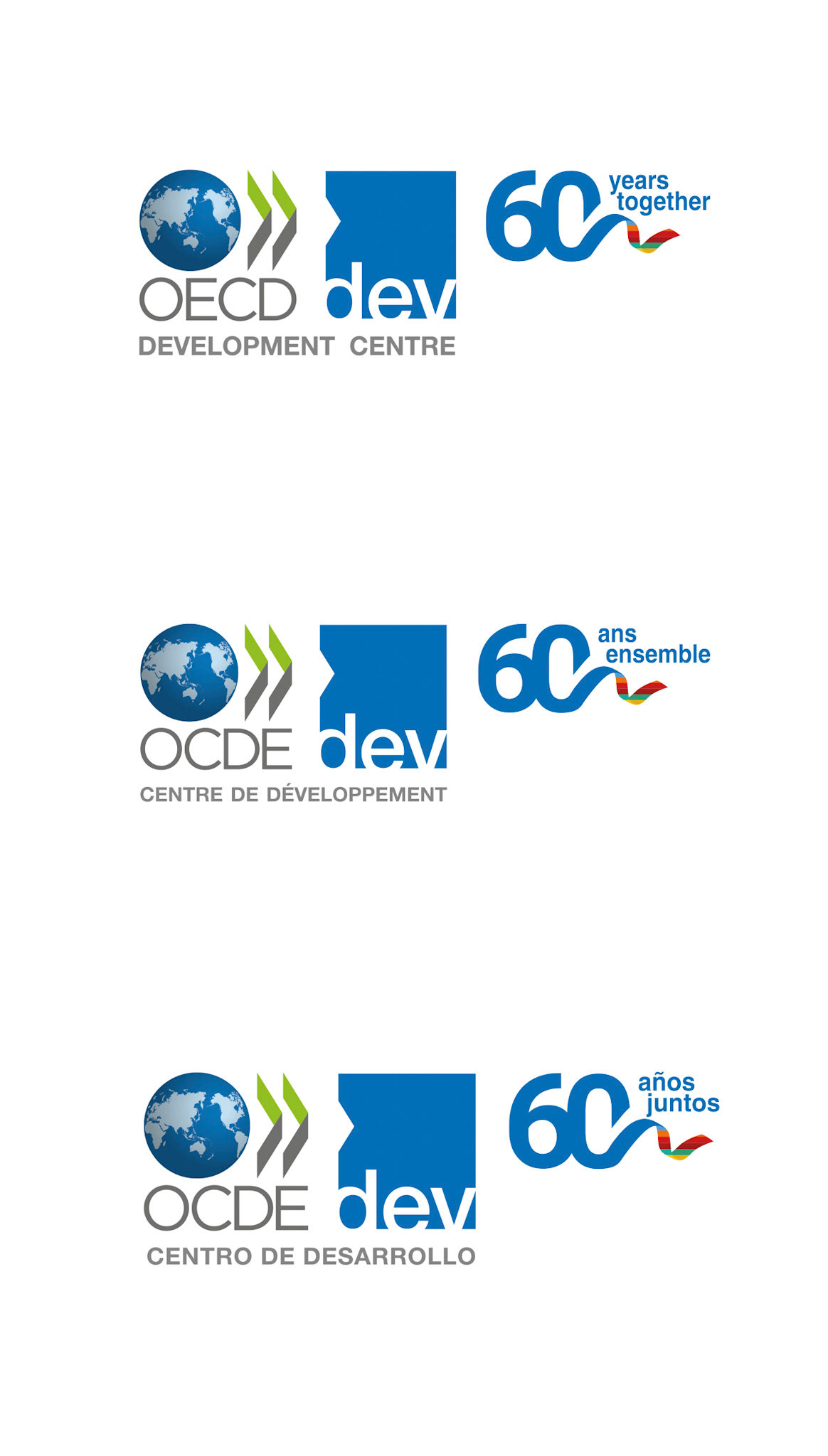 Logo DEV's 60th anniversary 3 language