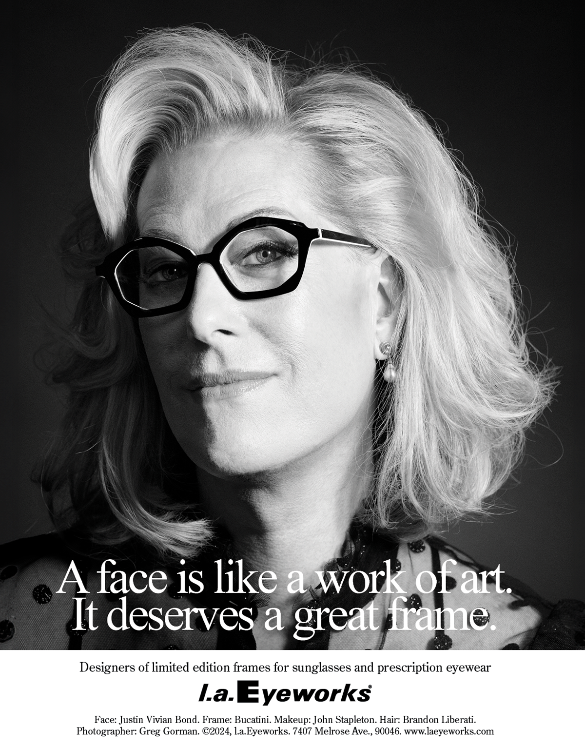 Photographer: Greg Gorman Face: Justin Vivian Bond