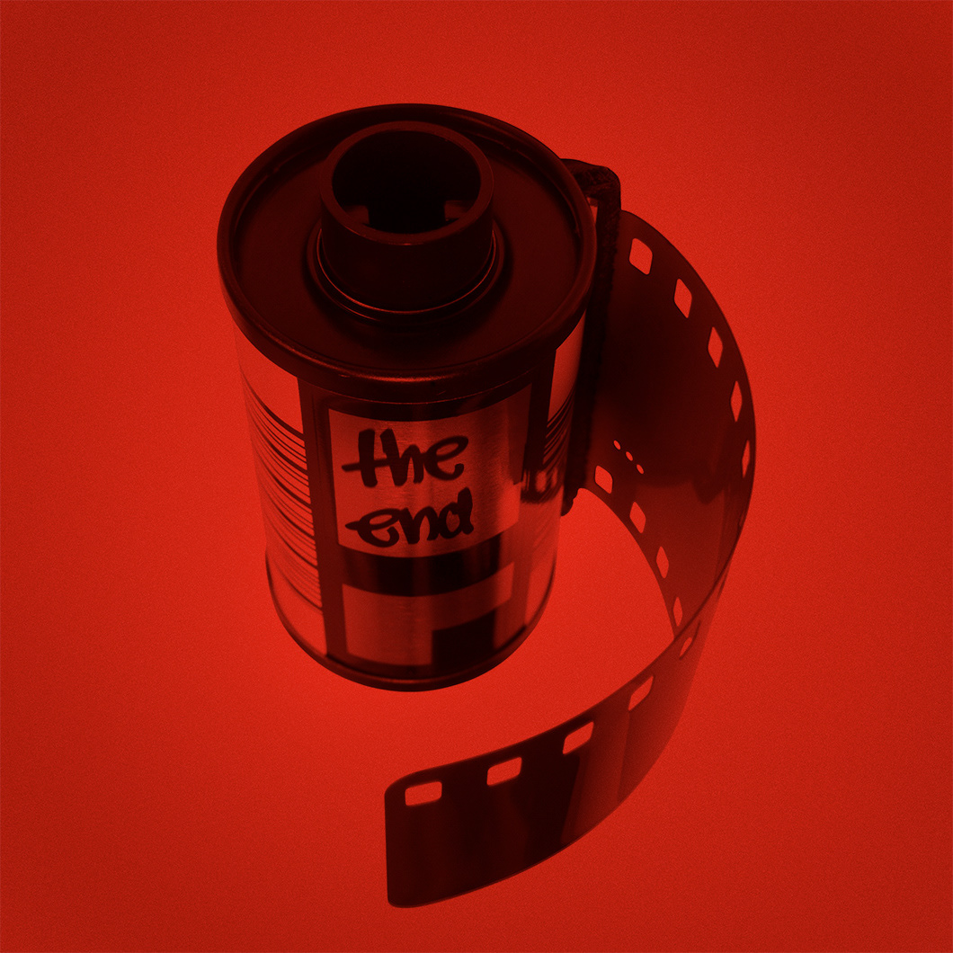 A darkroom treatment with Sharpie-inspired letters labeling a film roll.