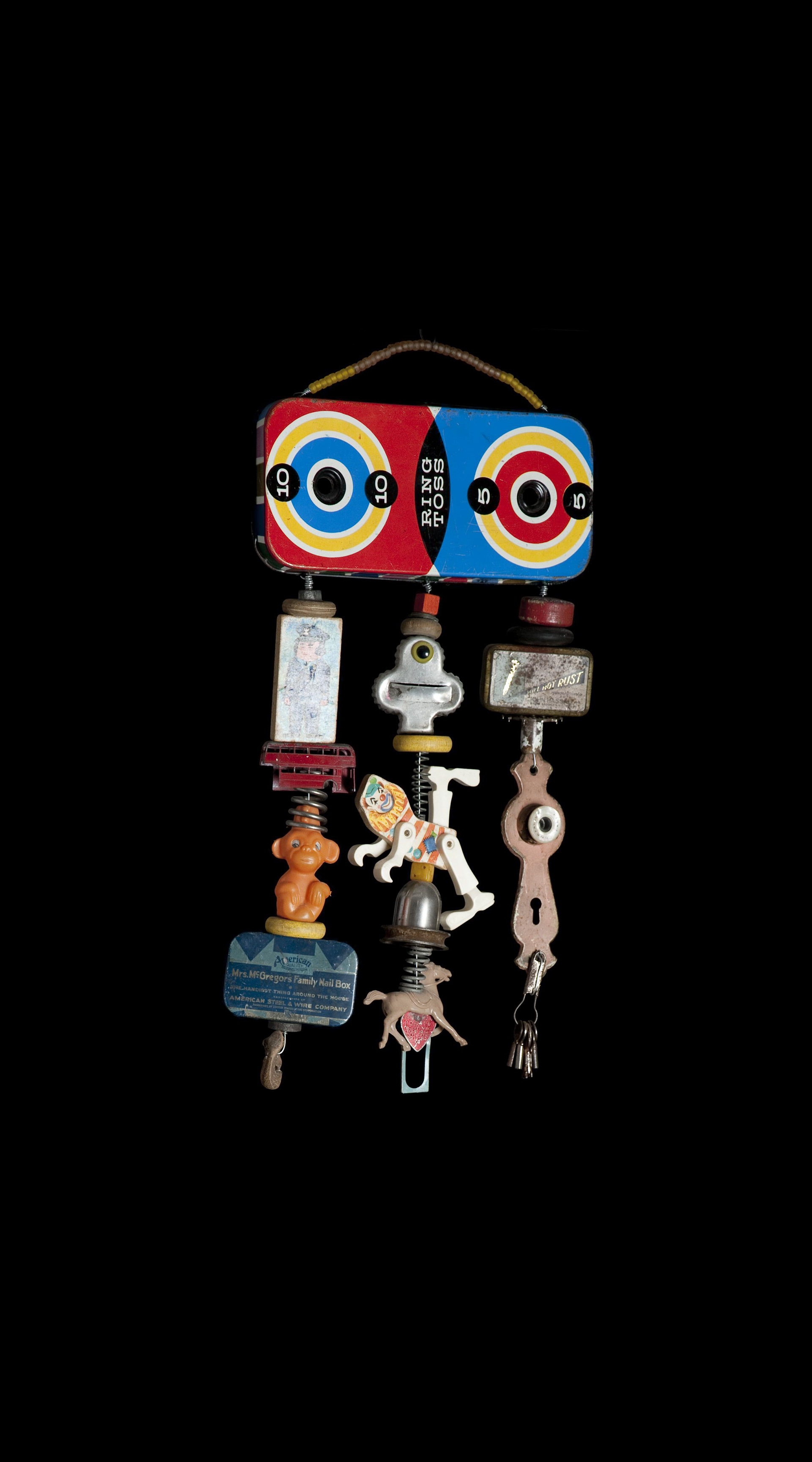 ‘’Clown’’ Merrill Rauch, sculpture, 2020 ‘’ I work with found objects...wood/metal and years of collecting the odd..’’ Www.merrillrauch.com