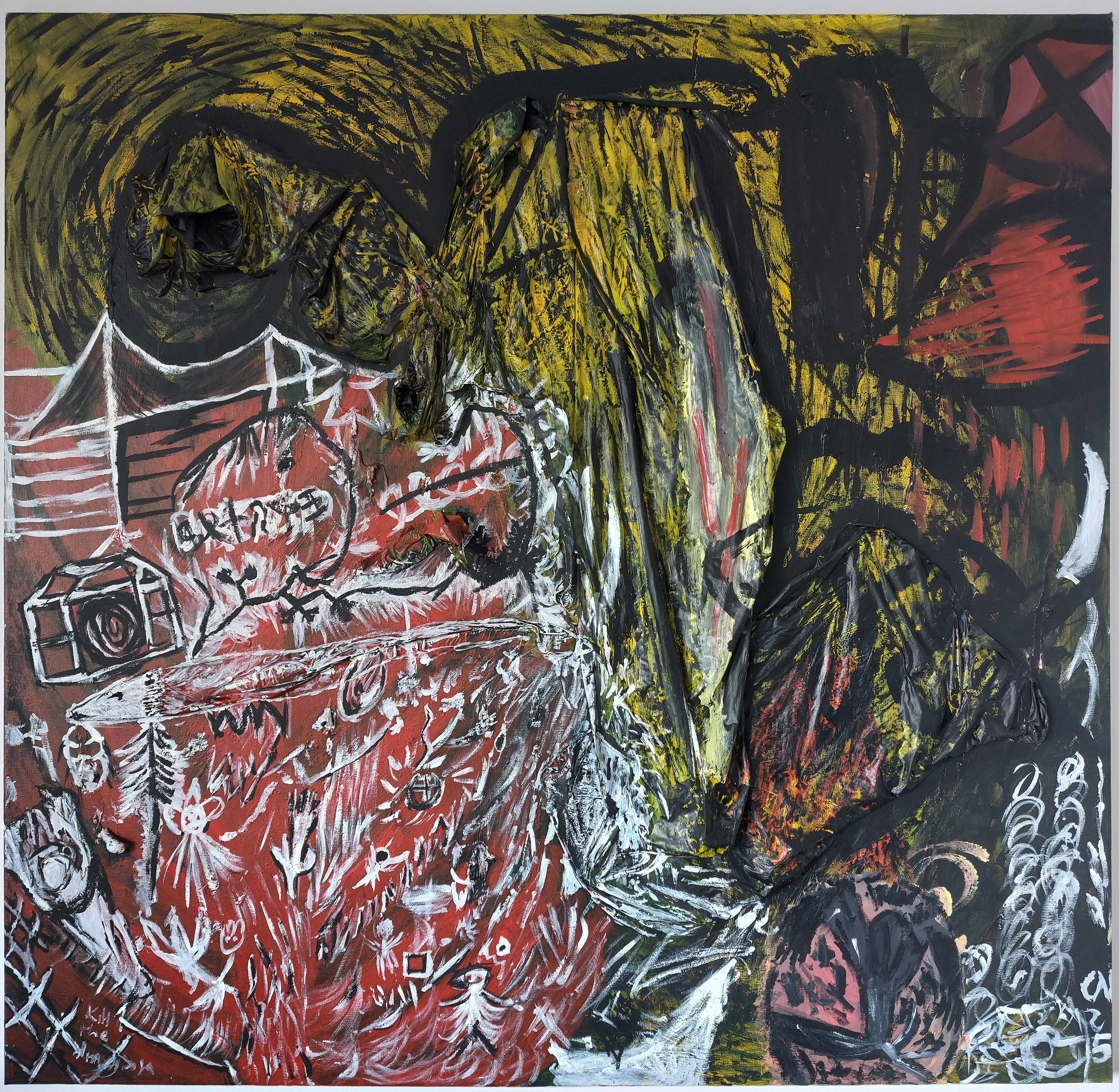 “i. marpeh” Chase Nenner, acrylic and plastic film on stretched canvas, 2025 “part i of my series SUCCESSION OF HATCHLING INSTARS” chasenenner.art; @chasenennerart 
