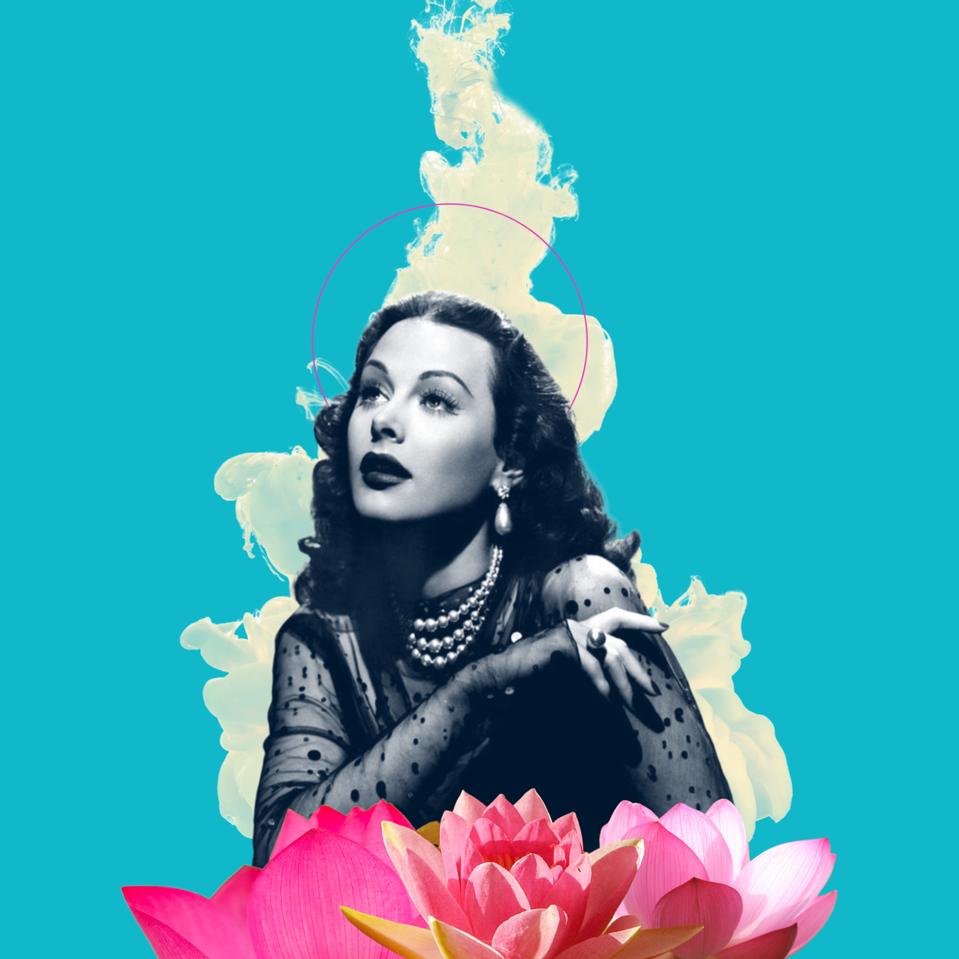 Hedy Halo”, Digital Collage, 20x20 Under The Art House underthearthouse.com @underthearthouse