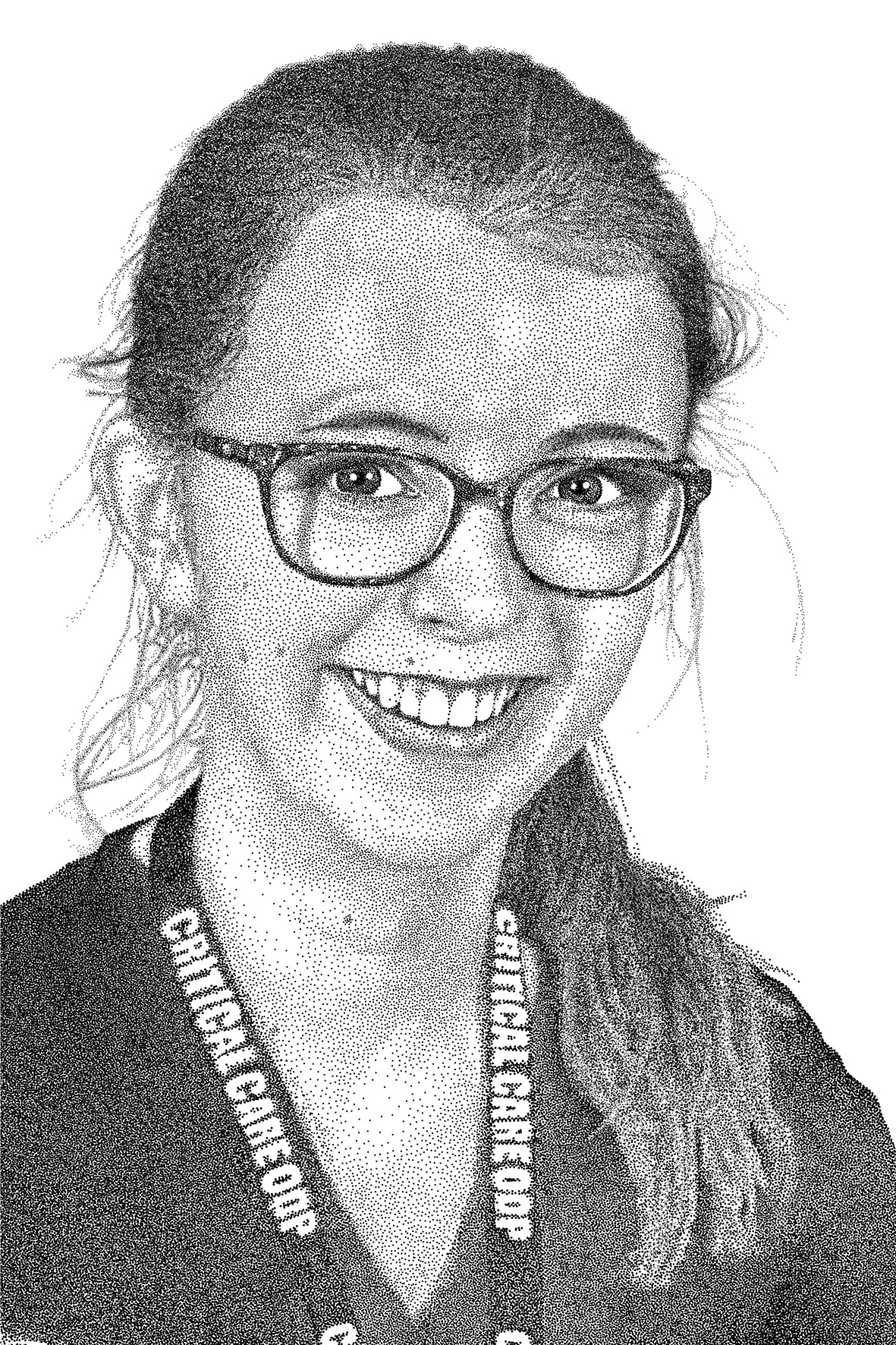 ‘’Charlotte’’ Amy Jackson, Pen and Ink, 2020 This A3 portrait took over 200 hours to complete in a pointillism style with no outlines. The portrait is of Charlotte, who was nominated by Laura as part of my free NHS Portrait Series. Charlotte is a critical care ODP working at Northampton General Hospital. www.ajillustration.co.uk