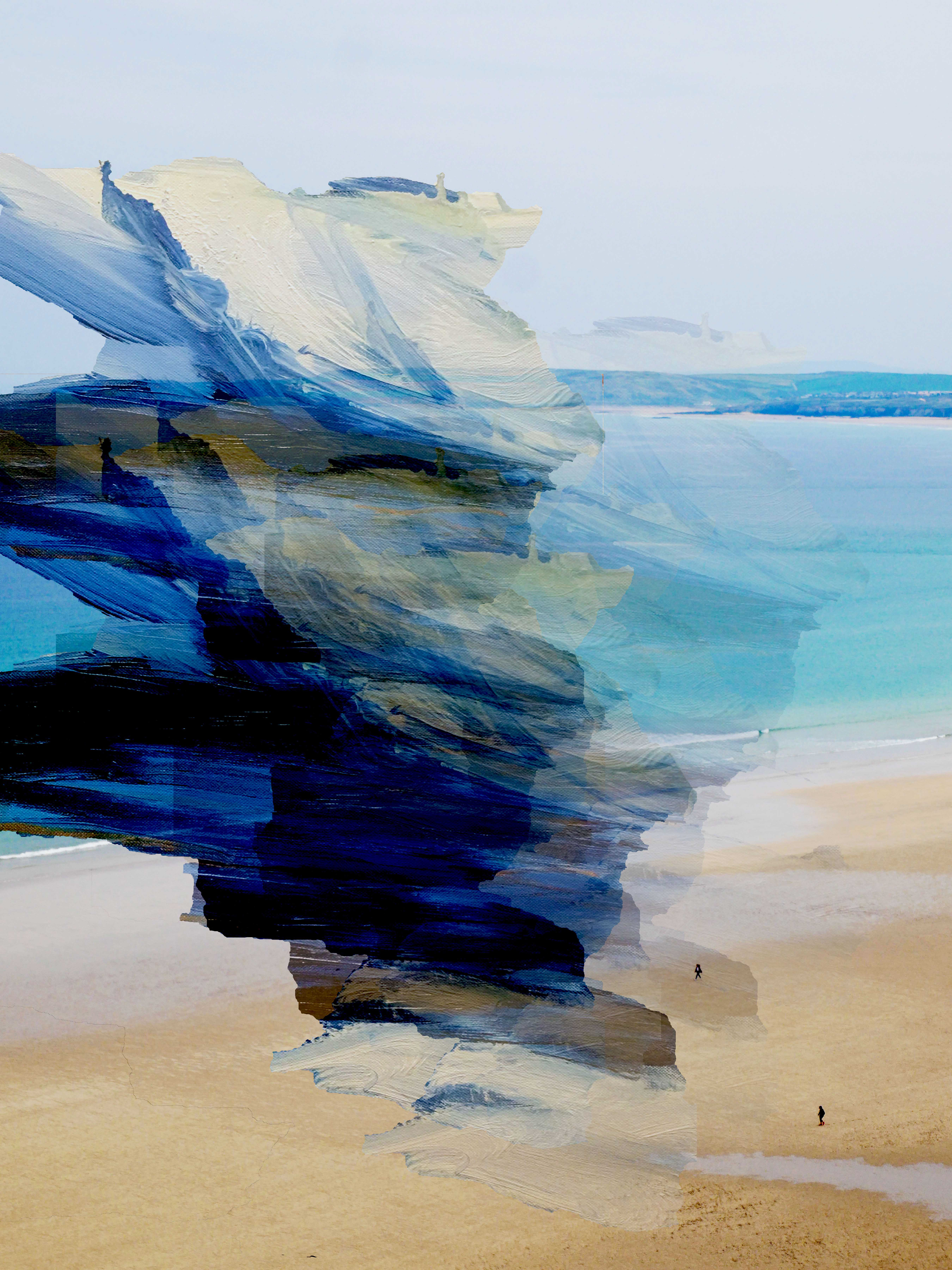 ‘’Numinous’’, Kay Van Blerk, digital overlay, 2020 "numinous" - having a strong religious or spiritual quaility; indicating or suggesting the presence of a divinity. This piece of work visualizes an embodied encounter that confronts specifics of place and form through exploring the relationship between paint and photography. The paint representing the meaning of the word 'numinous' and how one may feel standing before a sublime landscape. This piece was created during the first national Lockdown and was a way in which I, as an artist, could make sense of the intense landscapes and scenes found across Cornwall as I worked from home. It was made in order to channel introspective thoughts during the uncertainty we were all facing through appreciation for landscapes and the sea - my current surroundings at the time.’’ instagram: @kayvanblerk https://www.instagram.com/kayvanblerk/ #art #artist #2020exhibition #kayvanblerk