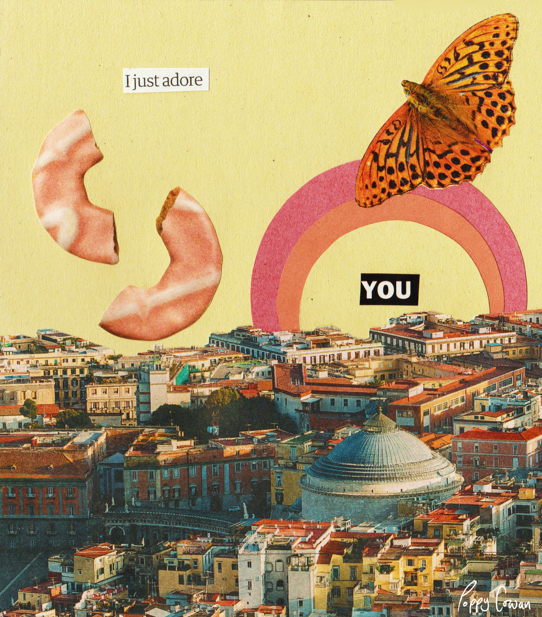 ‘’1 5 3’’ Poppy Cowan, paper collage, 2020 1 5 3 is a collage piece featuring a combination of words and images which have been taken from various contexts, they have been melded together so the audience can form their own personal meaning. The subtle colour scheme and warming message seek to expose the delicate side of human nature which is often lost amongst the hustle of modern life. This piece was created to allow the audience to take a moment to sit with that warm yellow feeling of adoration. @pjacowan_art