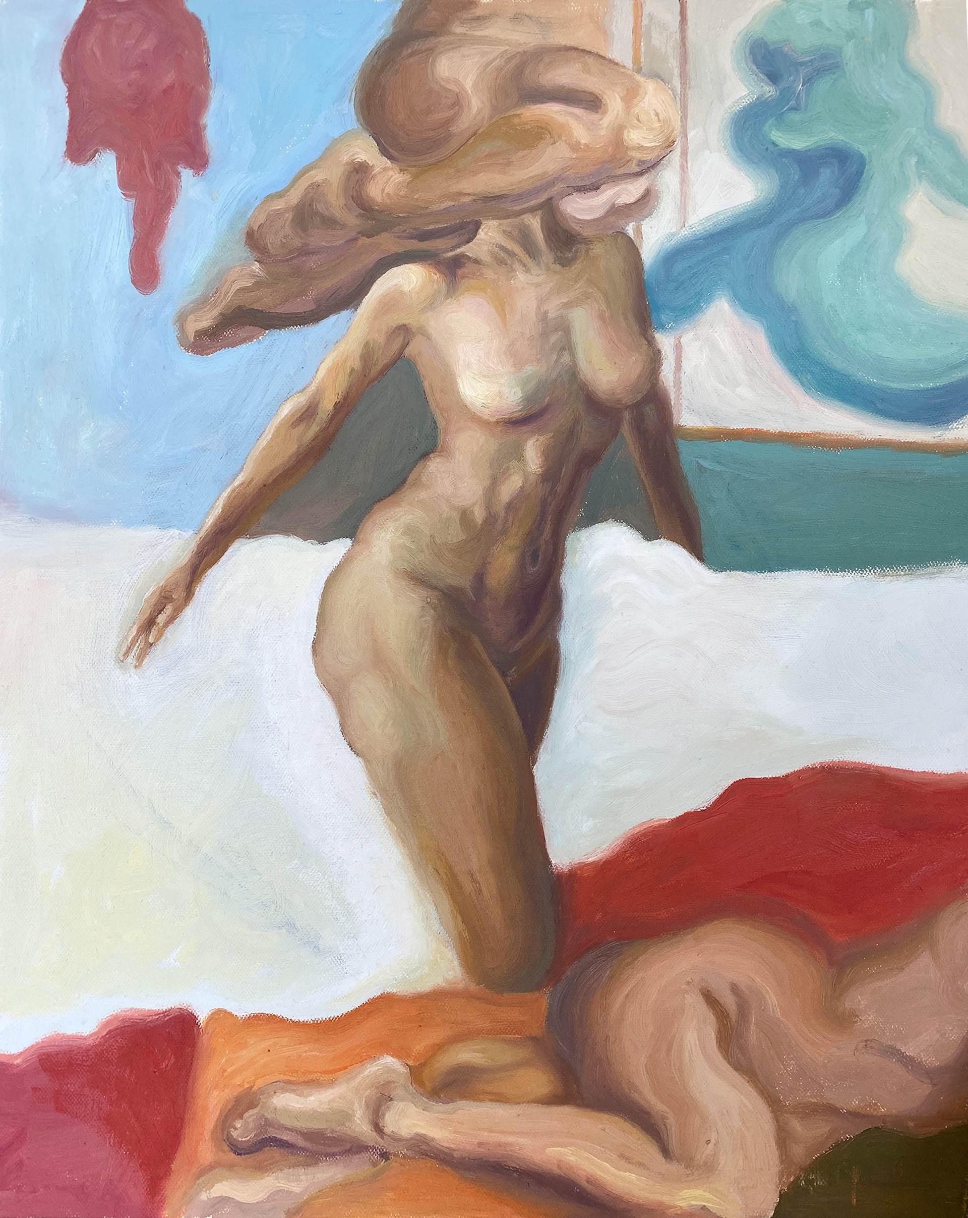 ‘’Untitled1108’’ Le Liu, video, oil, 2020 “this work just made 2 weeks ago, it's a self reflect.”