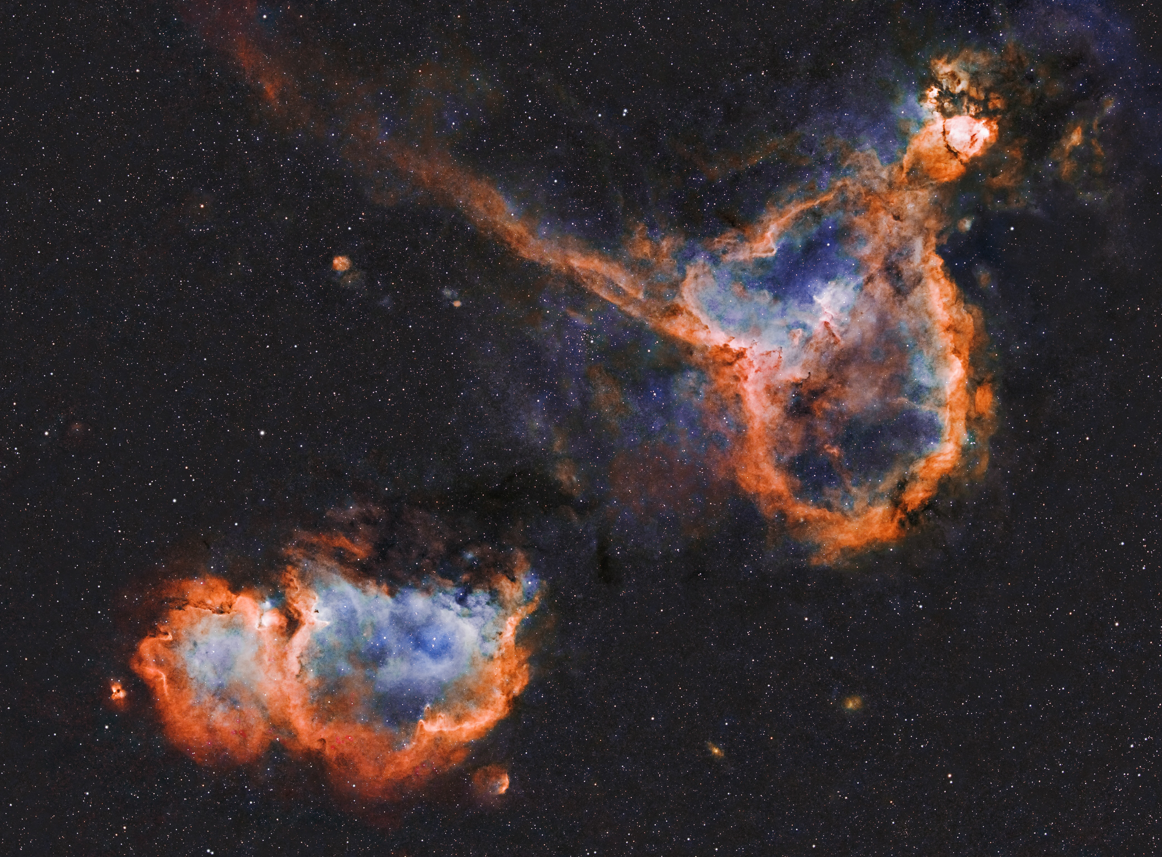 “Deep Into Space”, photography, 70 x 100 cm Kasra Karimi www.KasraKarimi.co.uk @kasrak_film This photo of ‘The Heart and Soul Nebulae’ is part of a series of deep space pictures (known as astrophotography) that were all taken by me in the UK with just a telescope, camera, and a sky tracker. Thanks to hours of exposure time for each photo and cutting-edge technology, I was able to photograph and portray some of the most iconic deep space targets that are hundreds, thousands, and even millions of light years away from us. This photos were taken after hours and hours of exposure time and the outcome is several incredibly high resolution photos of the deep space. All of the photos submitted were taken solely by myself in Buckinghamshire, West Sussex, Norfolk and Powys. The one I am submitting to you was taken in Brancaster, Norfolk in December 2020.