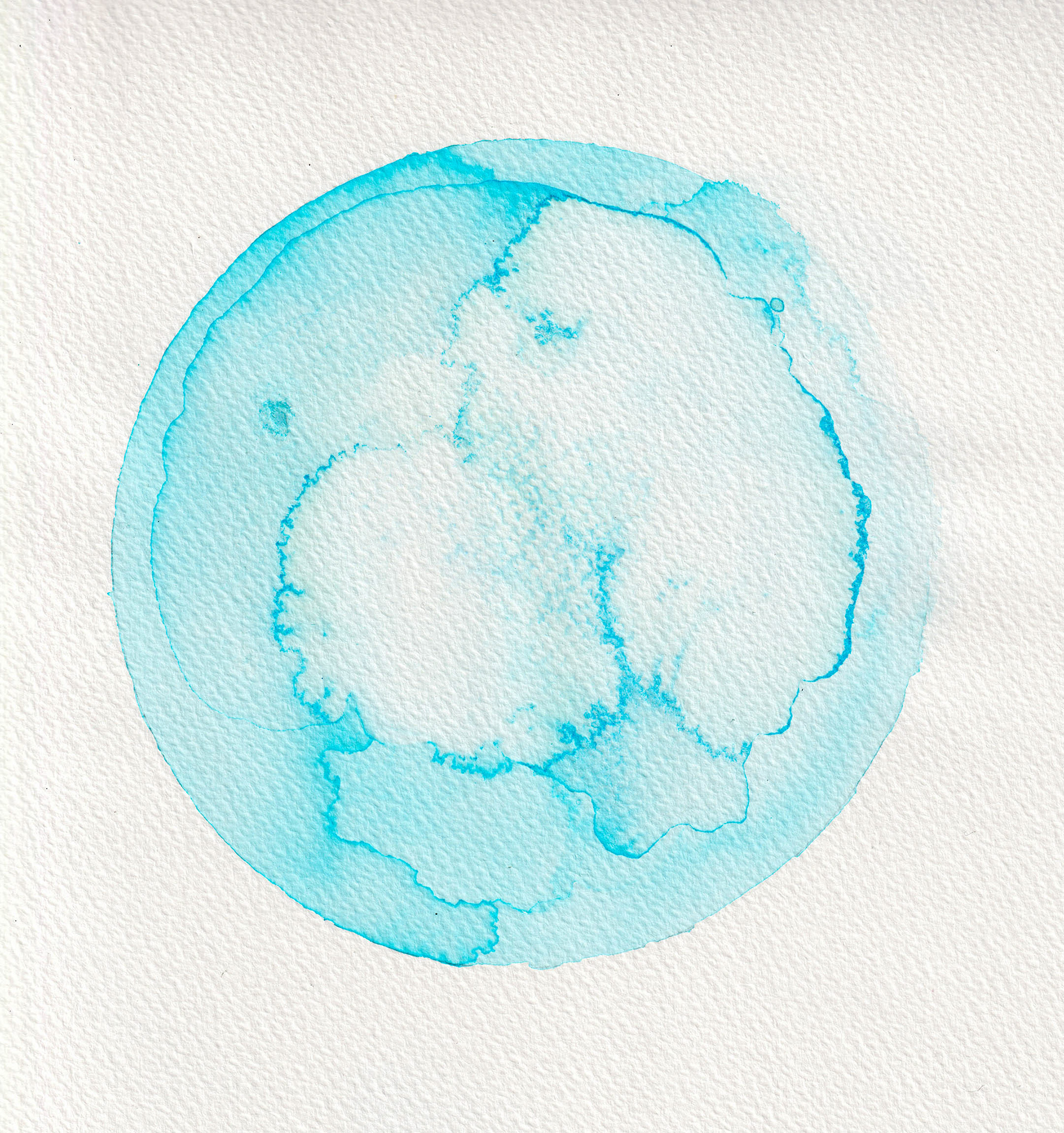 'The Progressive Decline of the Frozen World #1'., Lewis Andrews, melted ice and ink on watercolour paper, 2020 ‘’A Reflection on the fate of our frozen environments due to climate change through the action of melting ice making the drawing. Unless action is taken the planet will suffer the same unfortunate fate of losing all its ice. Habitats and wildlife lost. Our home which Carl Sagan referred to as a Pale Blue Dot in the cosmos, is melting. Dying.’’ www.lewisandrewsartwork.com Instagram - @lewis_andrews_art