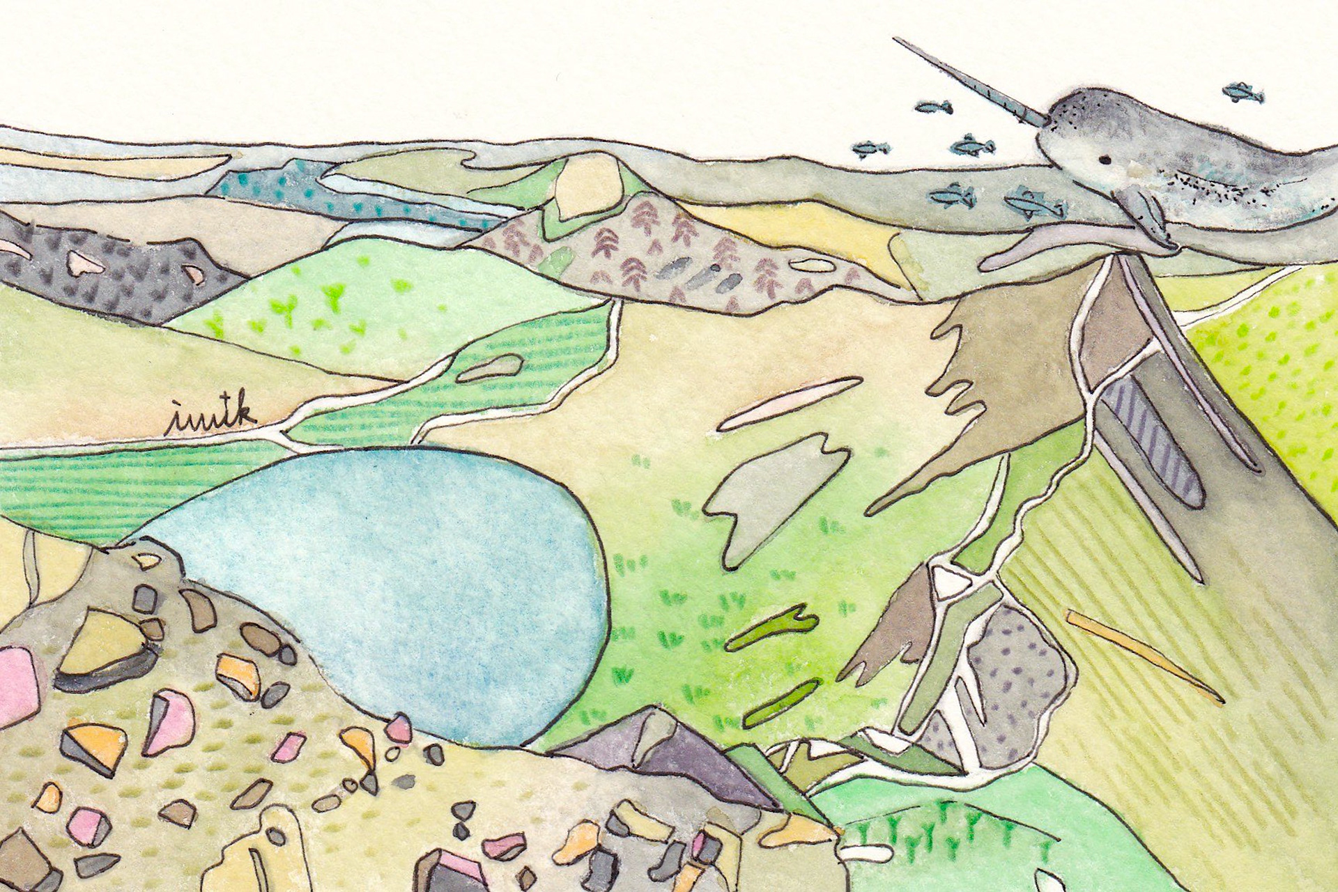 Helvellyn”, water colour, colour pencils and ink pen on water colour paper, A6 Karen Lau @iwik_in_market This is my postcard size illustration. I newly moved to the UK from Hong Kong three months ago. Emigration is such a massive thing for me and I am trying hard every day to pick up bits and pieces of myself. One thing that I am doing regularly is to go hiking, which is always one of my favourite hobbies. I always draw scenery that touches me after a long day hike, I wish to keep this habit in this new beautiful country. I am now living close to the Lake District, and have been hiking there for a few times already. This is one of the illustrations I drew after an impressive hiking day, a day at Helvellyn.