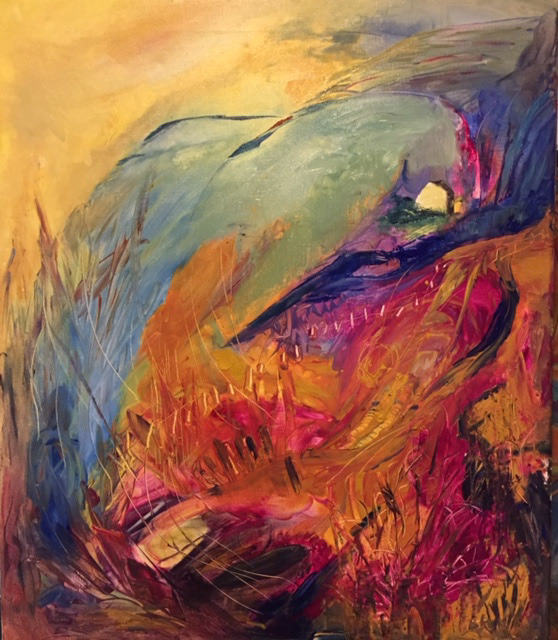 ‘’House on the hill’’ Cal Nurse, acrylic on canvas, 2020 ‘’An autumn landscape at sunrise. Inspired by the light and atmosphere of landscape works by Jolomo and Joan Eardley among others. House on the Hill, Acrylic on canvas, 75cmx60cm (24"x30")’’ www.arty-cal.com @artycally