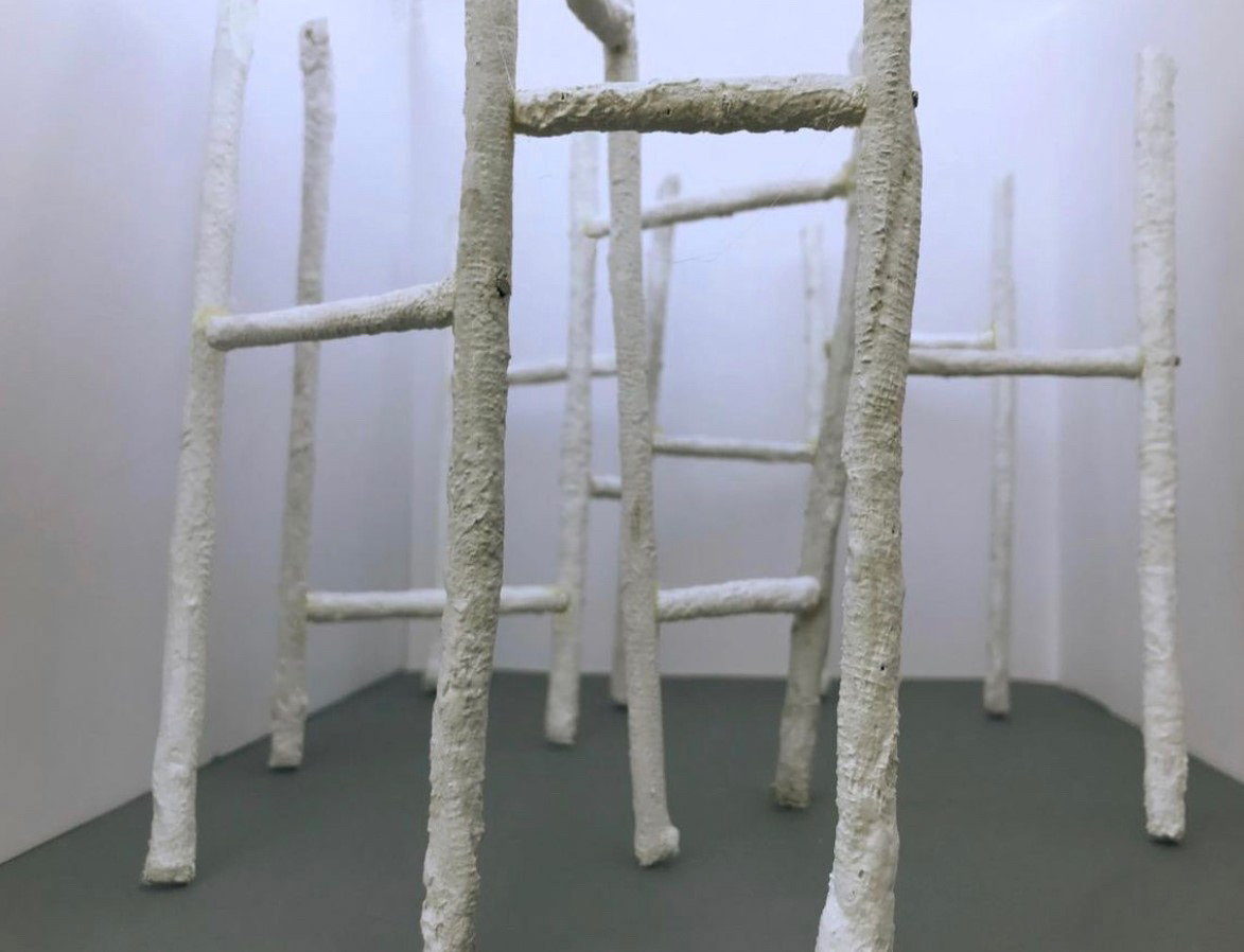 “Go your Own Way” Jennie Murton, (2020) 22 x 32 x 28cm Website: jenniemurton.com Instagram: @jenniemurton My interactive practice looks to heighten viewers awareness of their movements, in relation to constructed objects and installations. This maquette is an example of what my practice encompasses, and once scaled up, will allow viewers to walk through, over and under it in their own ways.