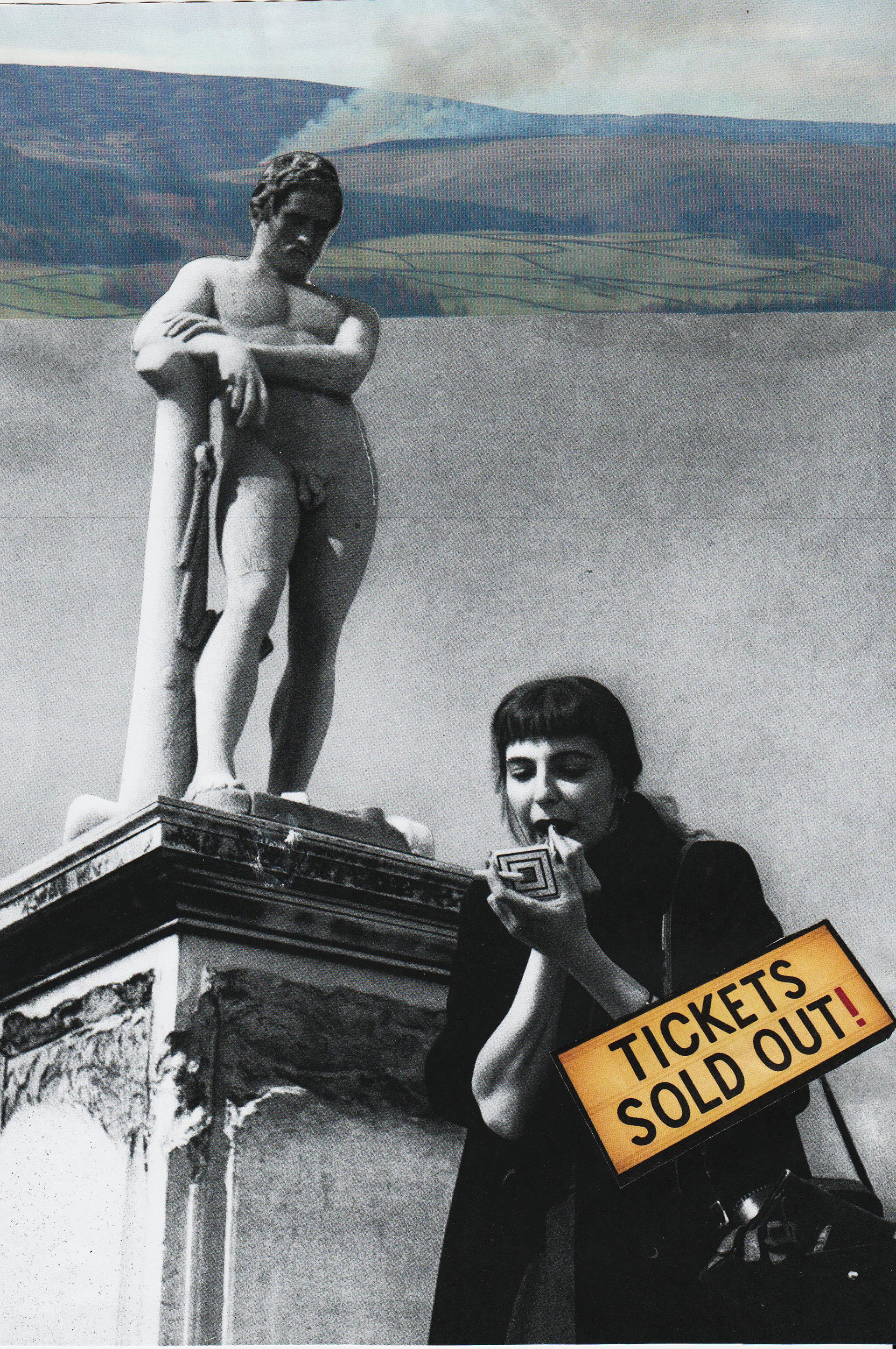“The Gaze Of Statues”, mixed media, 21 x 29.5 cm Susan Plover www.susanplover.com A recently created collage on a card ground sized A4. I created a piece that can be read on many levels .It riffs upon the male gaze and the art historical whilst taking a nod at the performance aspect of applying make-up. On a darker note it could be seen as a female receiving unwanted male attention!