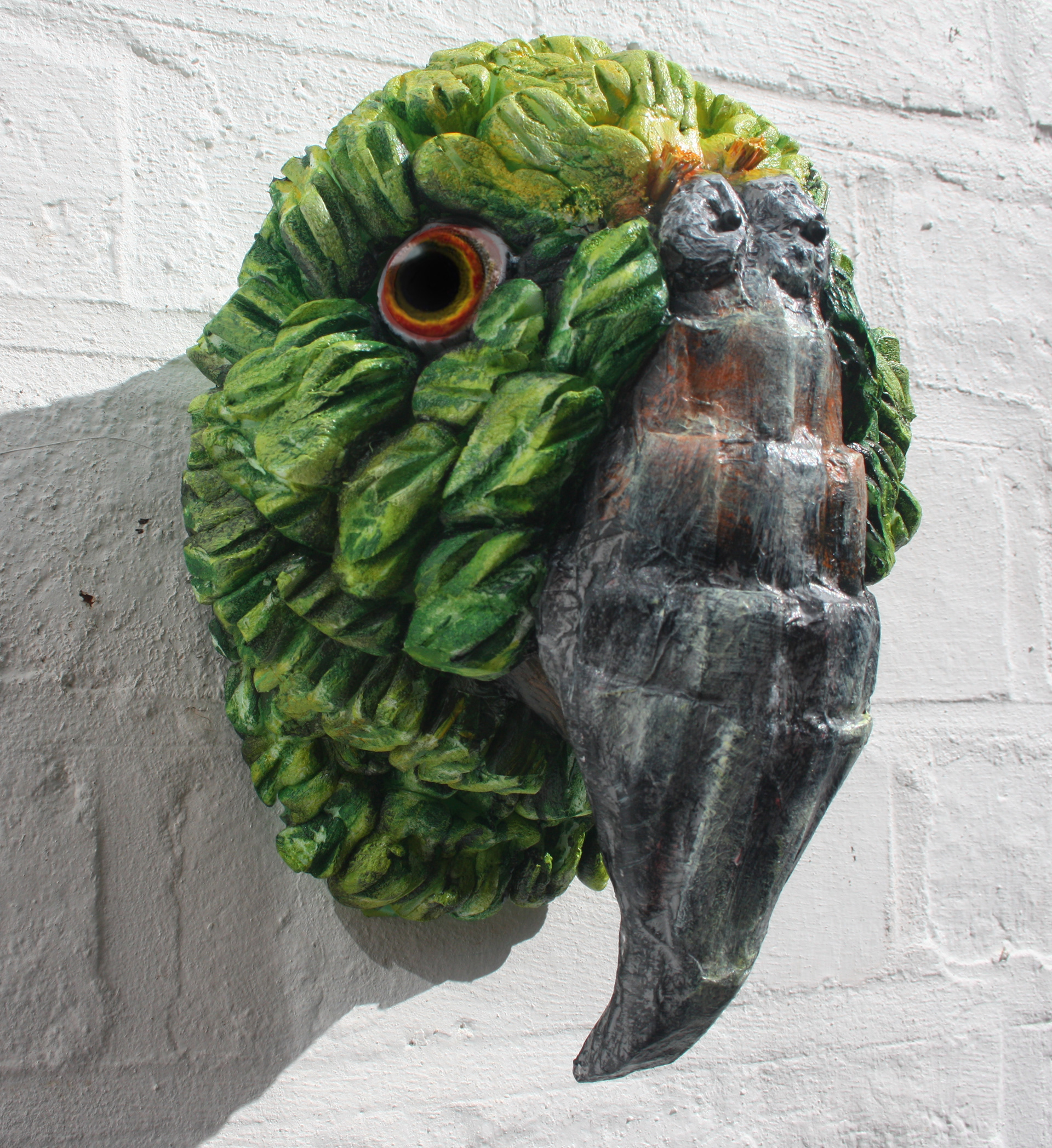 ‘’ Parrot’’ Pamina Stewart, Acrylic paint, Recycled plastic packaging and Styrofoam, 2020 ‘’Wall mounted Parrot Head made from recycled styrofoam packaging and plastic food containers. 24 x 19 x 18 cm’’ More of Stewart’s work can be viewed here: paminastewart.co.uk Instagram @paminastewart Facebook PaminaStewartArtist Twitter @paminastewart