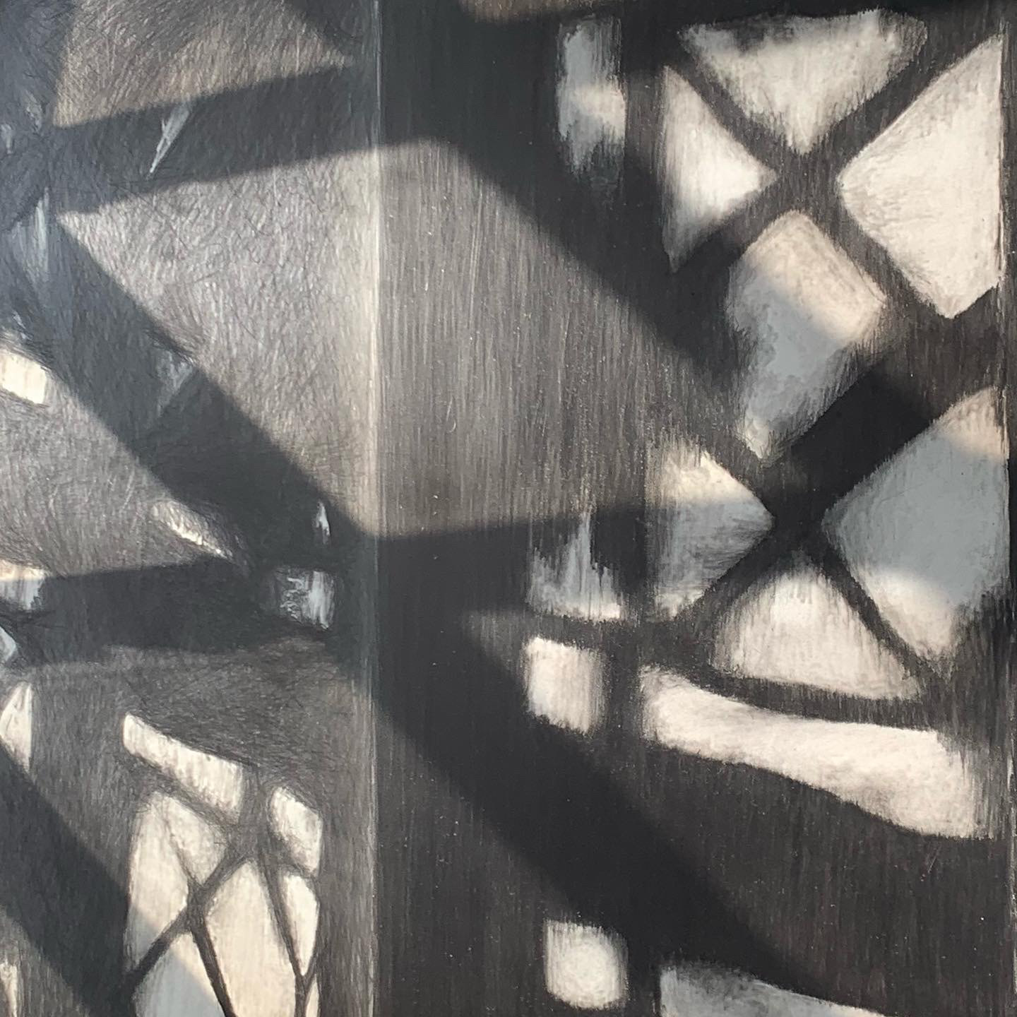 “Moment; Extended” Niki Gandy, 2021 Graphite-glazed photography on aluminium, 40 x 40 cm