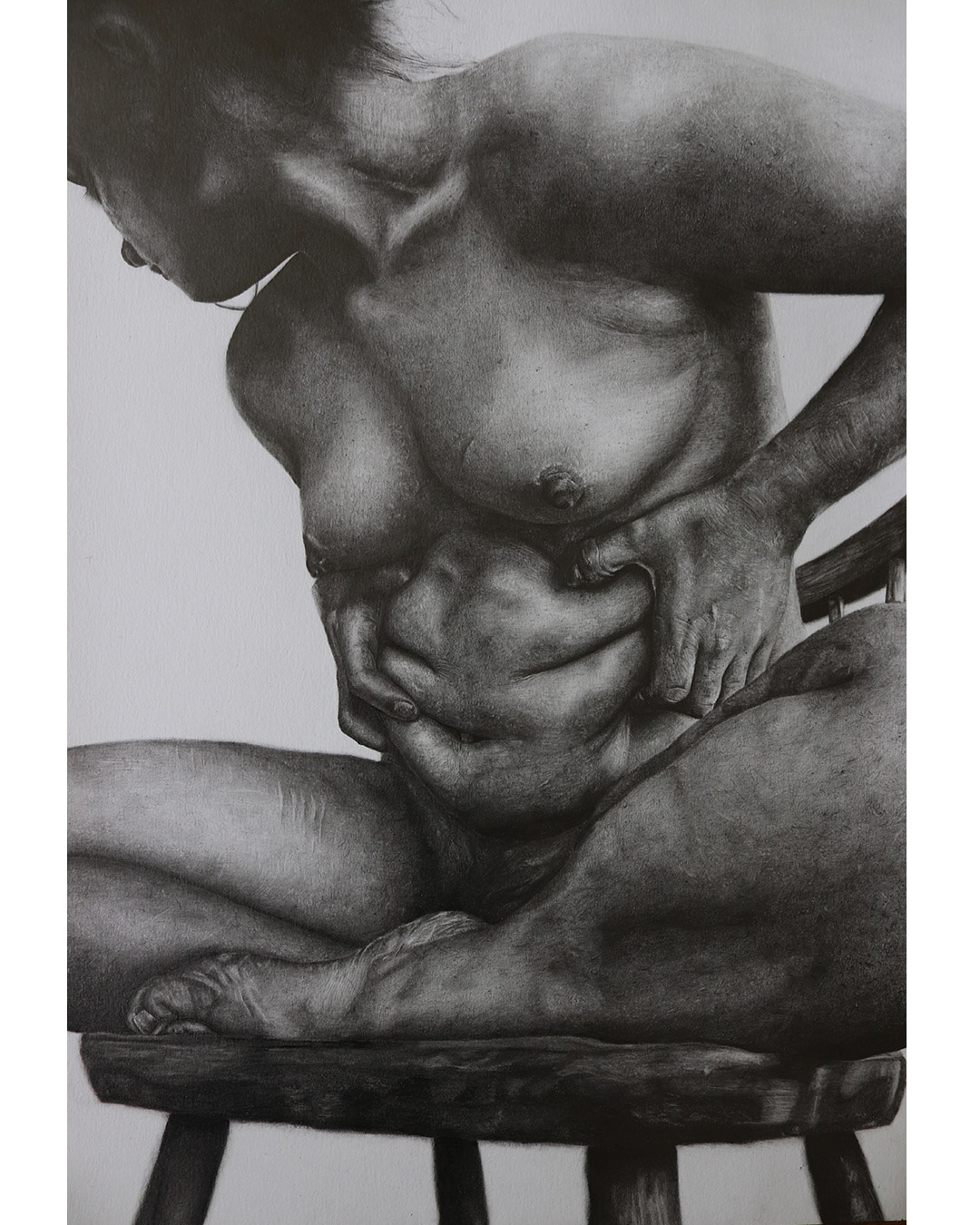 ‘’Abrade’’ Jezzelle Kellam, graphite, 2020 “Abrade' graphite drawing (A3) My subject matter represented in my work tends to question the perceptions of the world around me. The aspects of our lives we often see, but often do not discuss. My work stirs the viewer to create their own subjective narratives through the use of ambiguous compositional elements, this is important for my artwork to generate a discussion and intrigue the audience. The ambiguoity of the works encourage for discourse to roam where it needs to go, not where I intended. Ultimately creating an answer, in the moment, based on the viewers realities. Solely working in graphite, my interest lies in monochromatic work, being able to command the medium to encapsulate a body or an object through the use of applying layer upon layer, I think the layers act translucent, each scar, blemish and wrinkle on the skin can be layered upon each other, resulting in fascinating textures that appear abrasive. The technique I use is a monotonous process which suggests parallels the routines of our society. The routine which, through creating artwork, I attempt to circumnavigate.” @jezzelleswasti swastifamilycollective.bigcartel.com/products