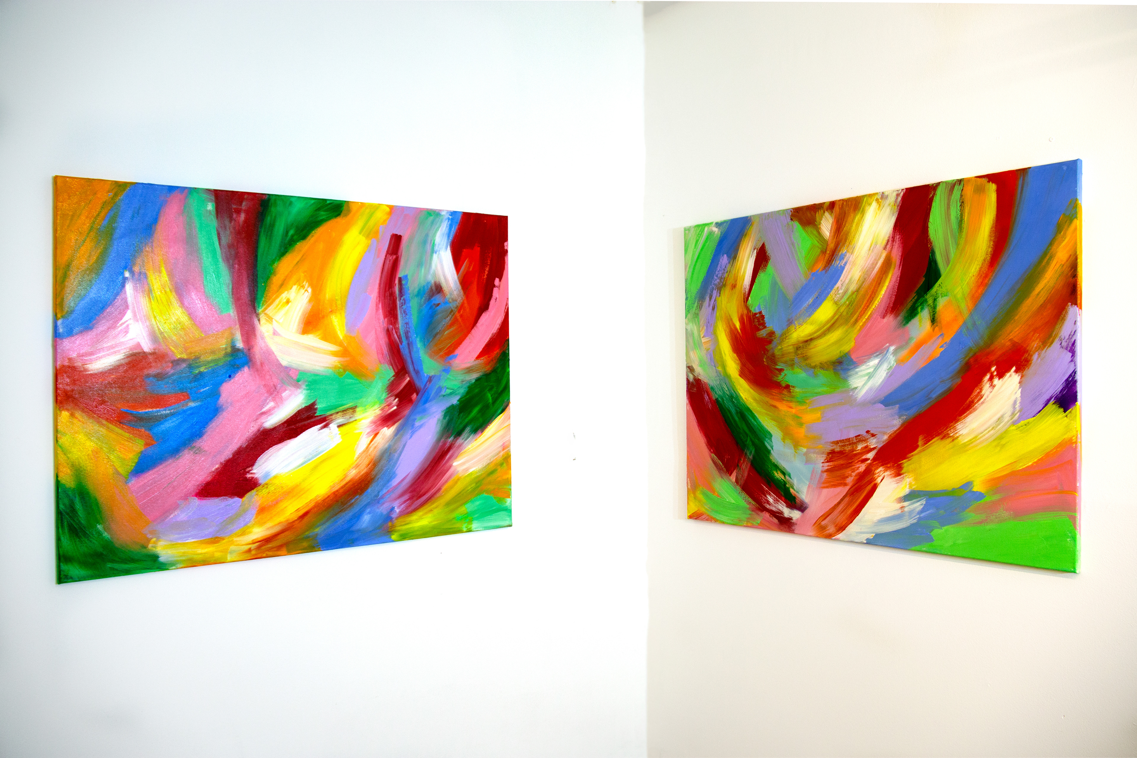 ‘'Light Painting Triptych'’ Francesca Edwards, 2020, Acrylic & Spray Paint on Canvas (91.4 x 121.9cm) x3 June 2020 @francescaedwardsfineart