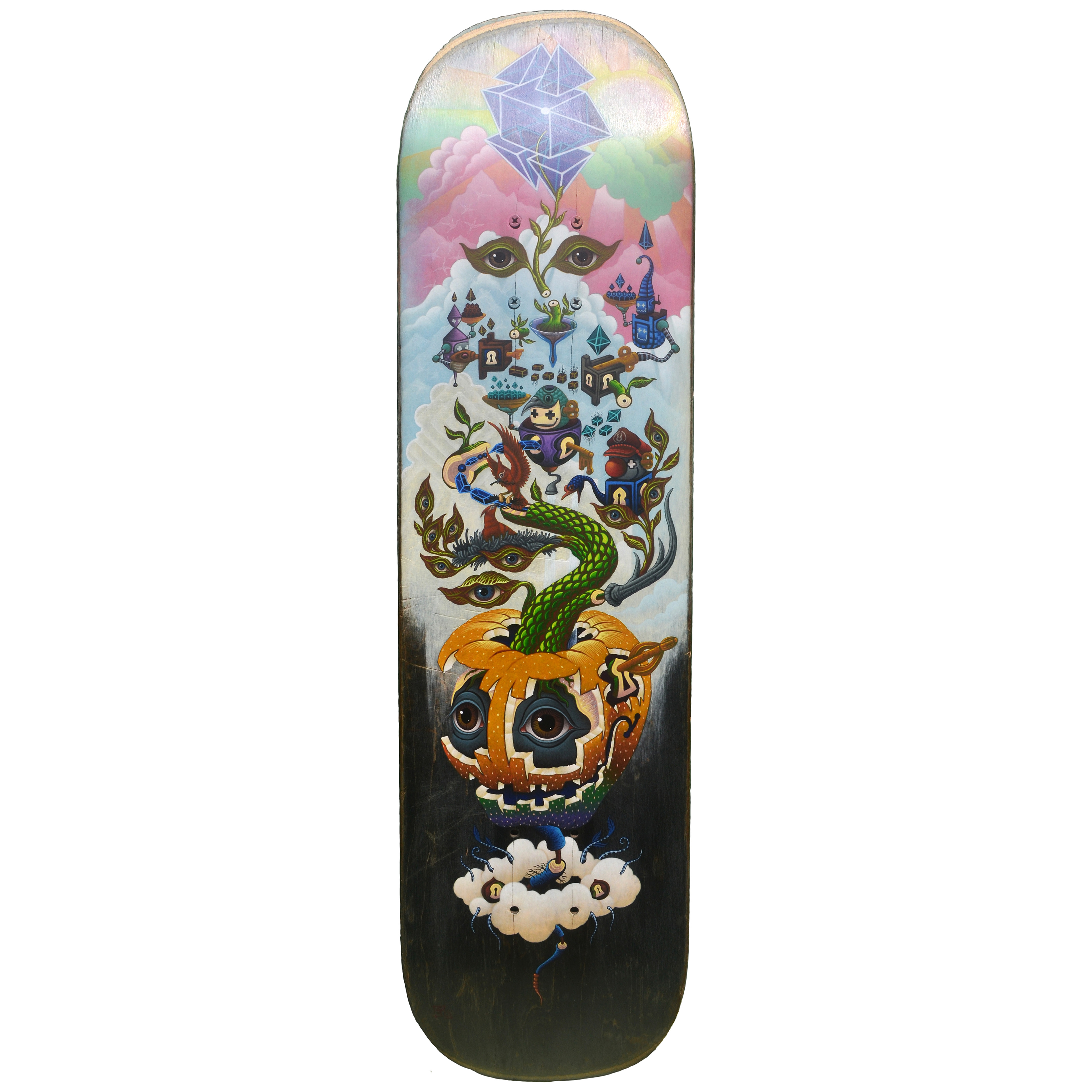 “GARDEN’S Heart : indispensable #4” Fazar Roma Agugn Wibisono, 2022 Acrylic on skateboard deck seconds, 70 x 20 cm