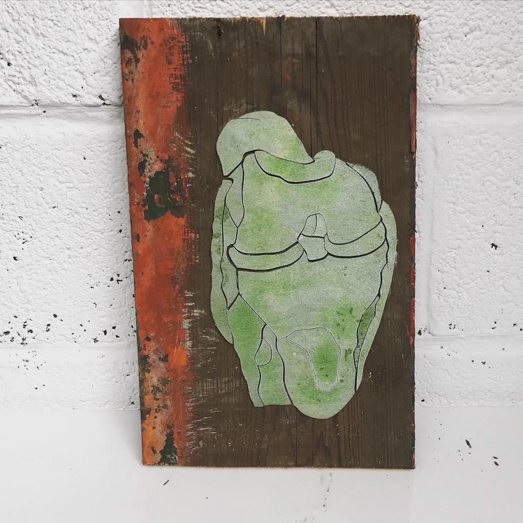 ‘’Unnamed’’ Sarah Francis, mix media wood and paint, 2020 ‘’The body structure and its relation to function. The fascination of patterns, shapes and lines within our bodies which we can not see. Breaking down the bones, vessel and joint into shapes, and ideas which are reworked with wood and found materials. The almost person-like abstract they start to form which echoes the frustrations with the stationary point of time caused by the pandemic. Moving parts become still, alone, and isolated from the bigger picture. An item designed to move separated from its function, a picture of within and a mark made towards a whole that feels incomplete.’’ @sarahfrancis.art