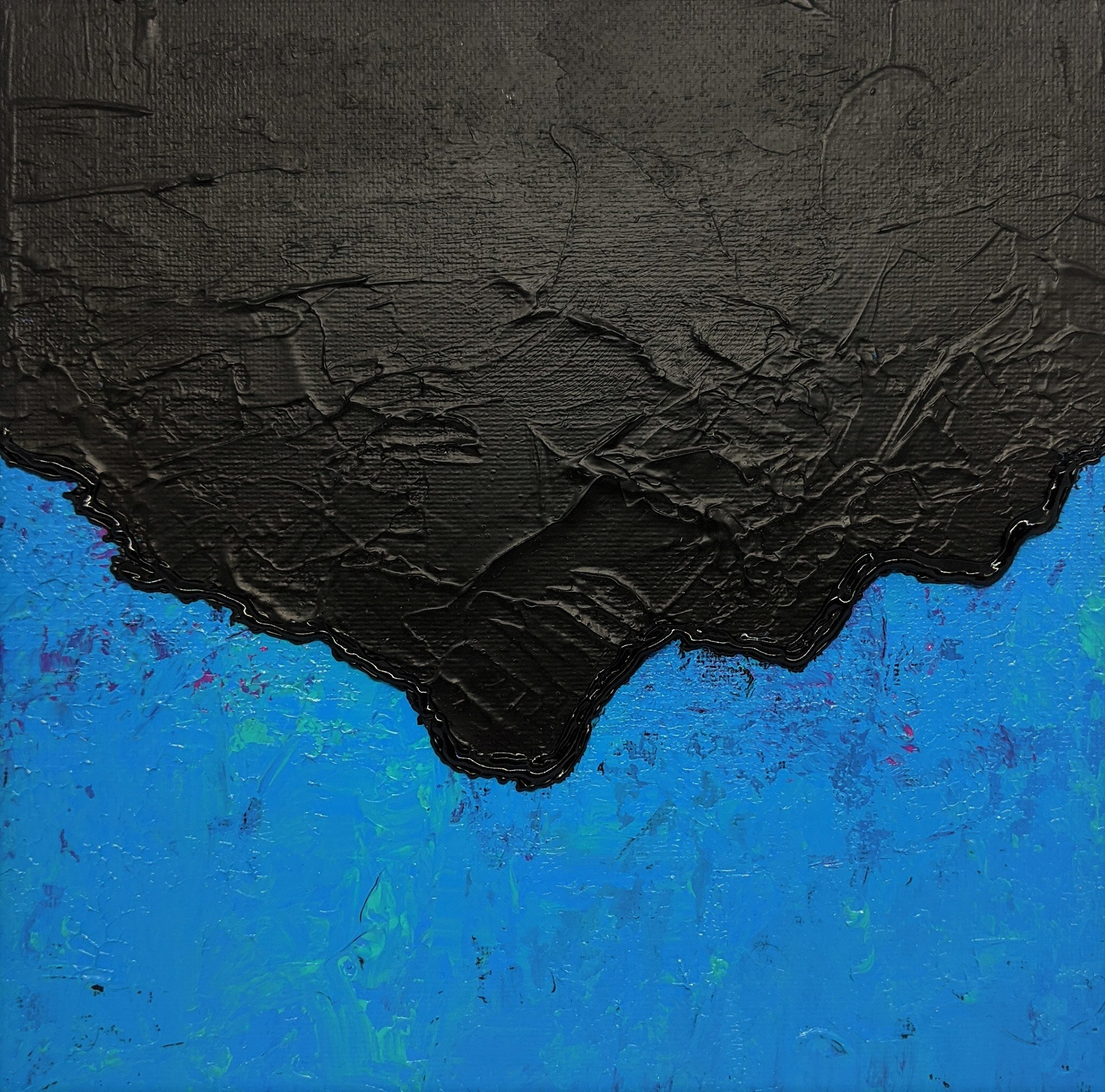 ‘’Unstoppable Force’’, Catherine Sweet, acrylic on canvas board, 2020 ‘’ This work was inspired by the volcanic coastline of Hawaii.’’ www.catsweet.co.uk Instagram: @insta_cat13 Twitter: @catsweet13