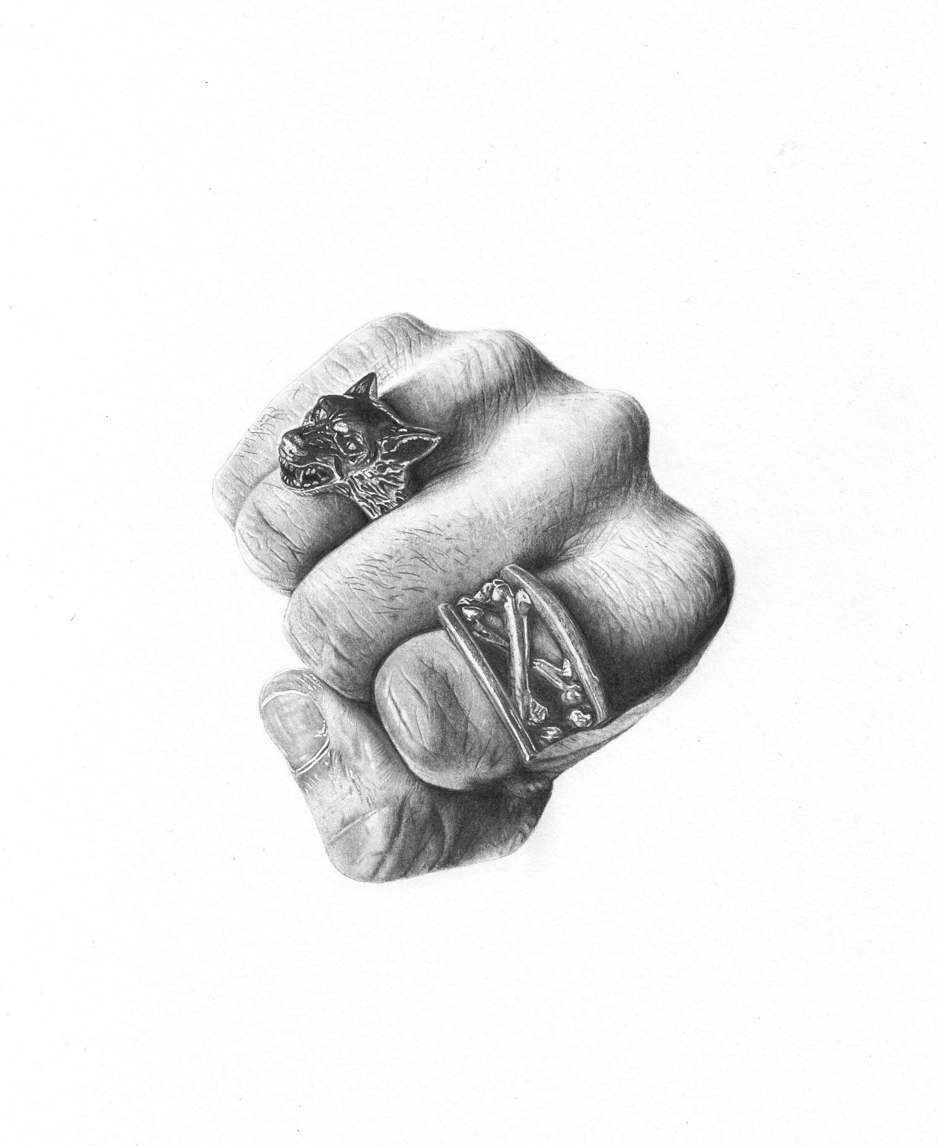 "Graphite Fist" Kirsty Turner, 2020, 7x7 inches “My Instagram is @kirstyleeturner and my website is kirstyturner.art”