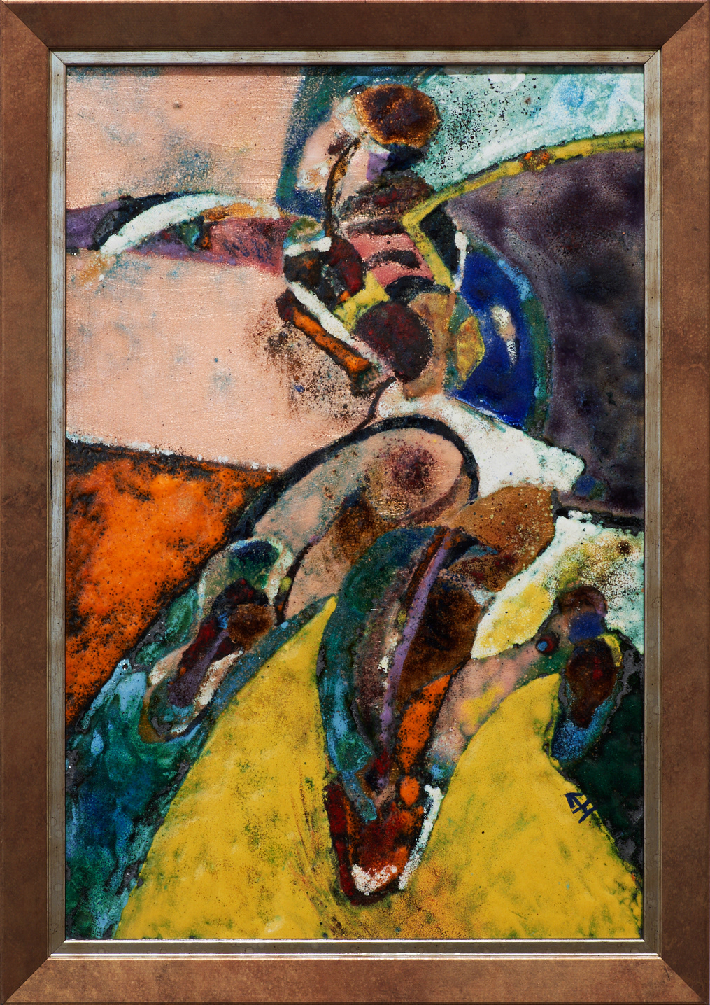 Velký skok, smalt na mědi, 15 x 25 cm