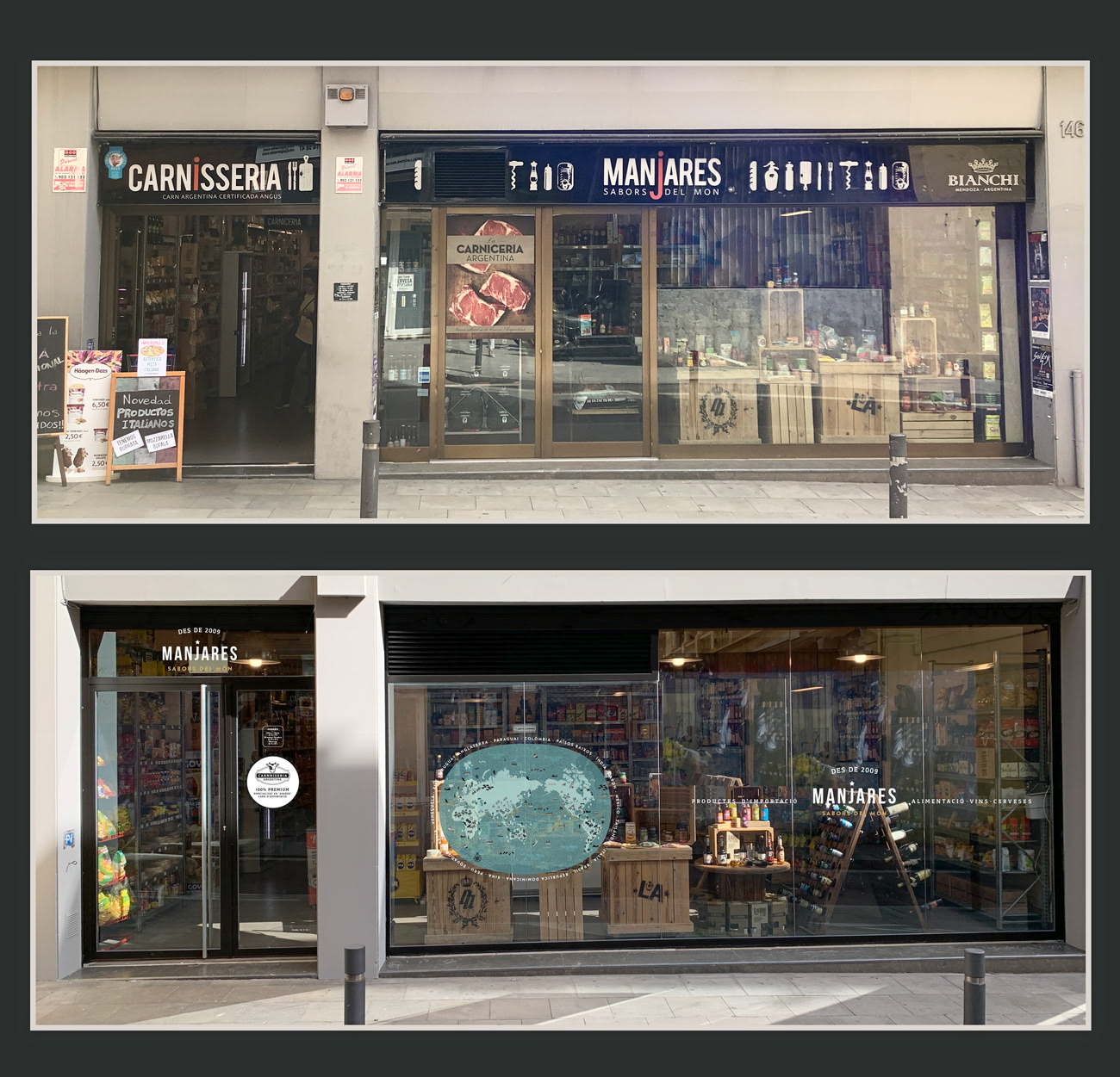 Cambio estructural del local y planteo del nuevo espíritu de la marca traducido en un diseño limpio y moderno.