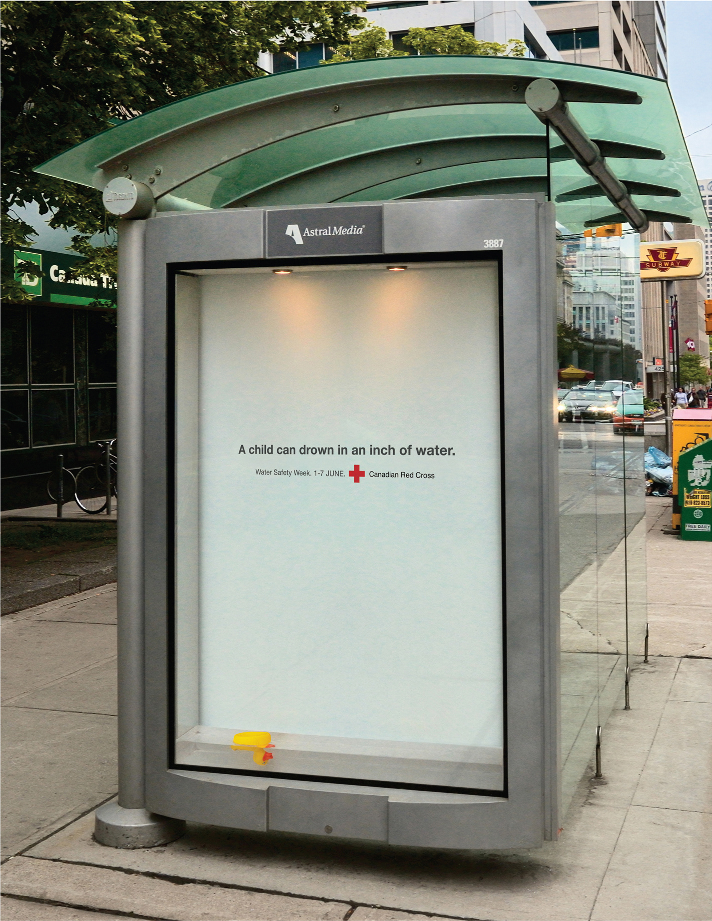 Canadian Red Cross (Water Safety Week) transit shelter poster