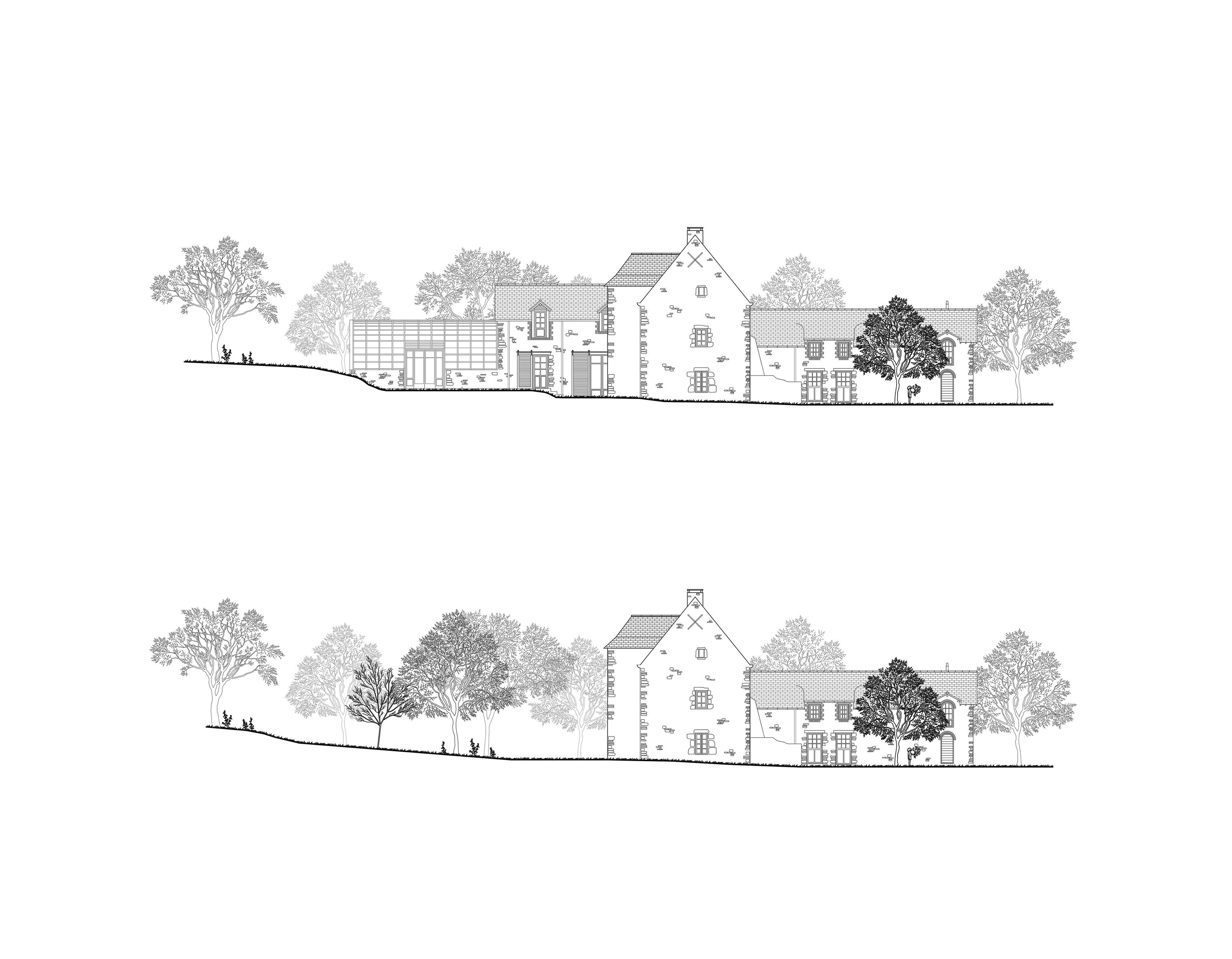 Façade NO - Existant & Projeté - La Petite Rivière
