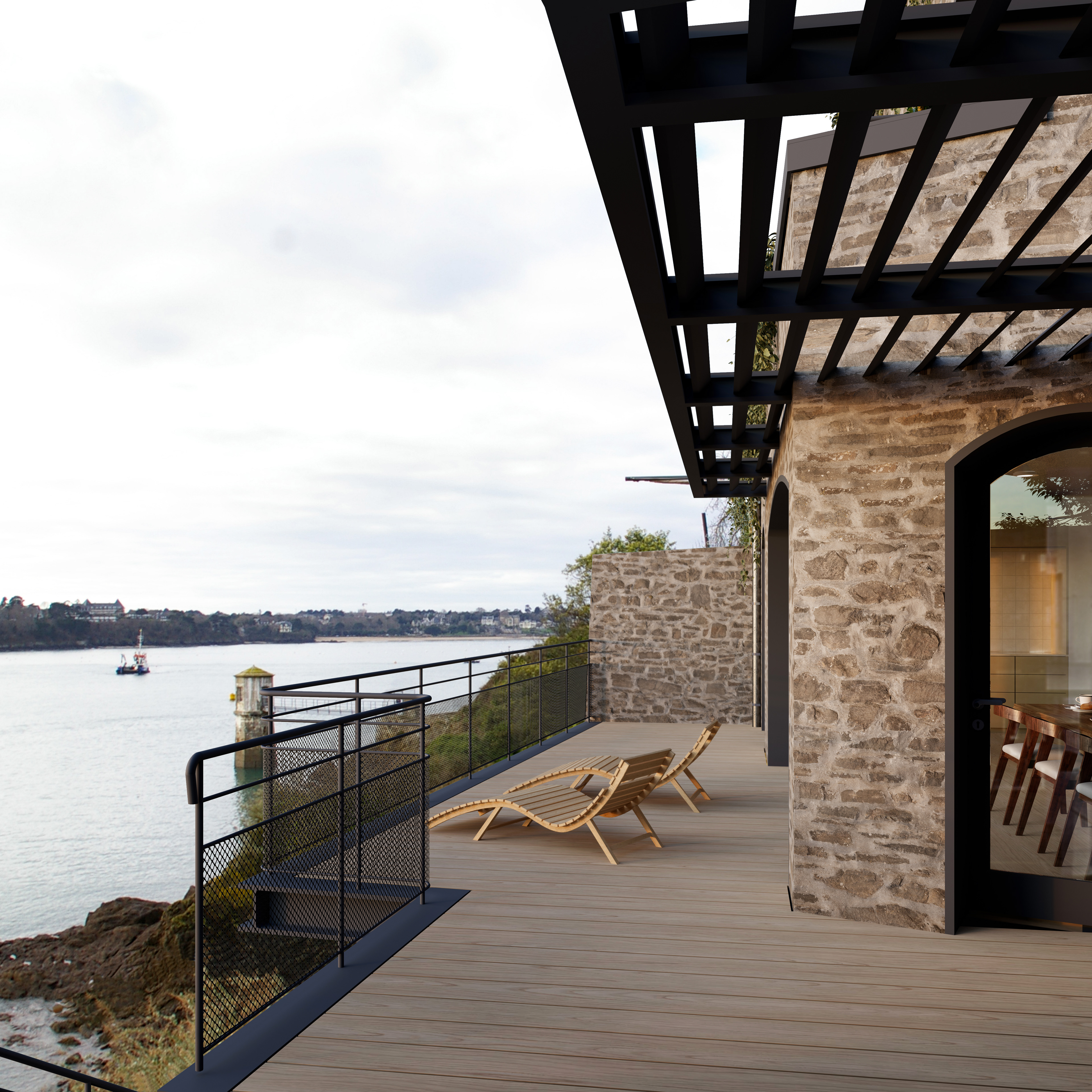 Terrasse - Vue sur le Marégraphe - La Corderie