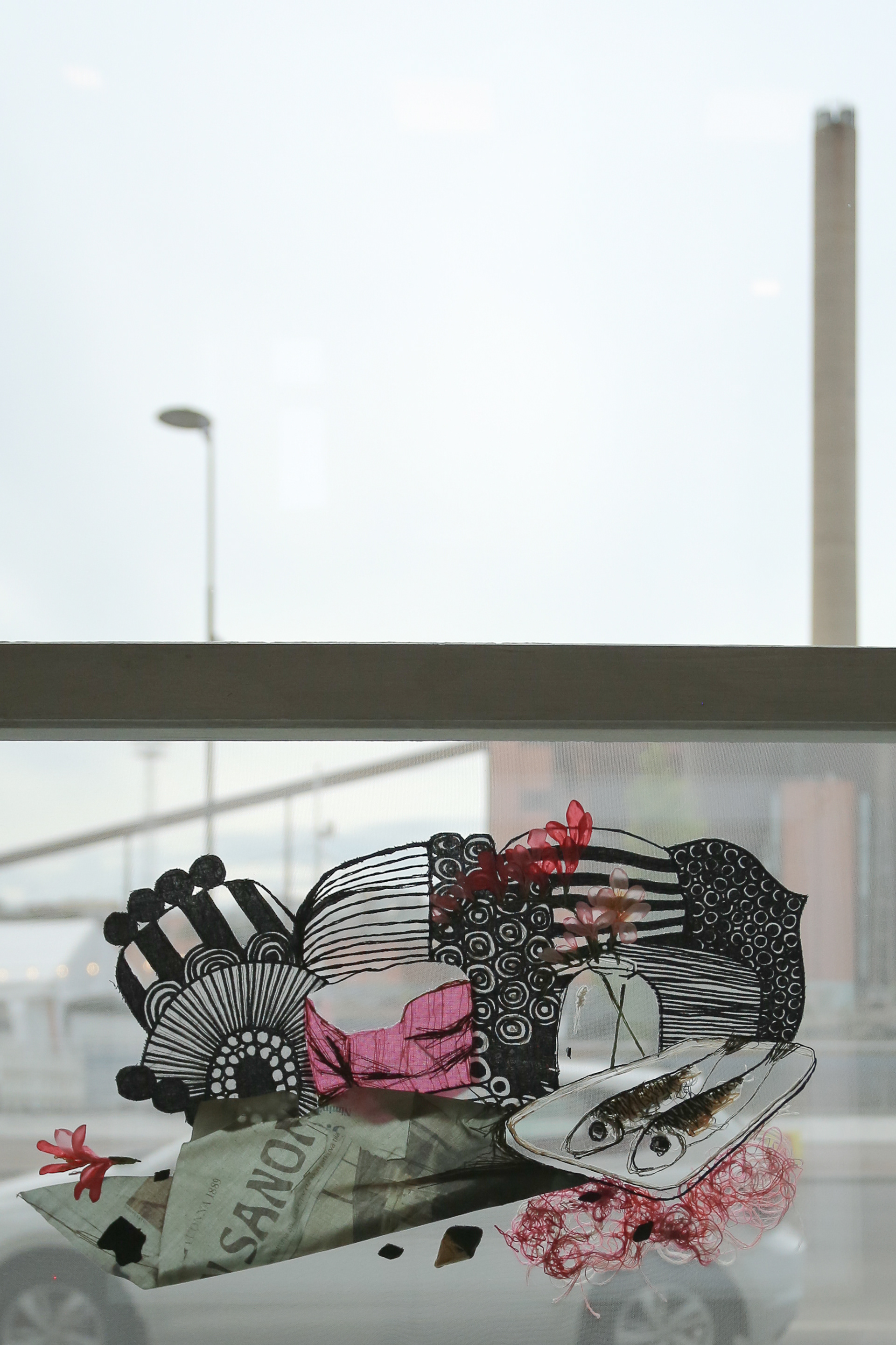 Polina Laamanen's embroidery installation. Picture by: Lù Chen