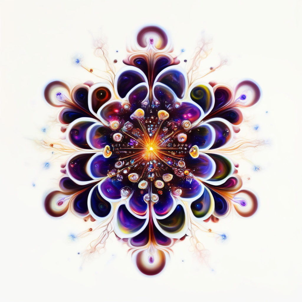 prompt 2: "ANTIMATTER CLUSTER" A painting by the most brilliant alien master painter, which depicts a beautiful cluster of antimatter. The Artist took 2 grams of mushrooms, drank a glass of fine wine, and interacted with The God Particle while creating this piece.