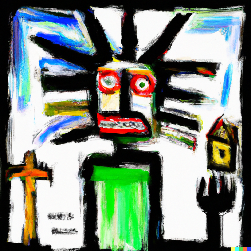 "fear of god in the style of basquiat"
