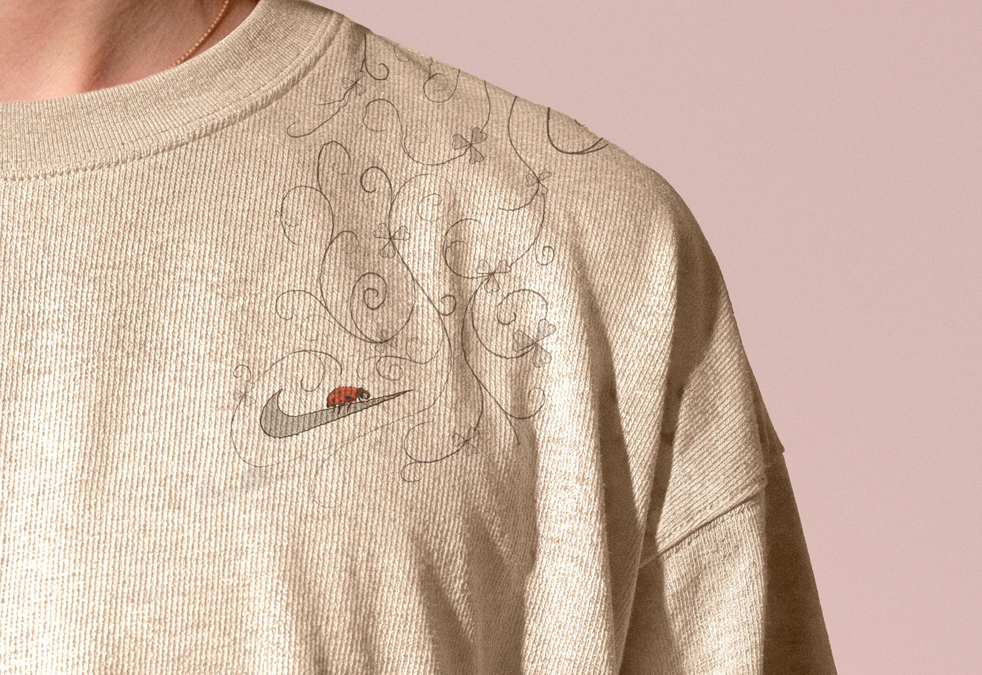 Beige Crewneck with Embroidery