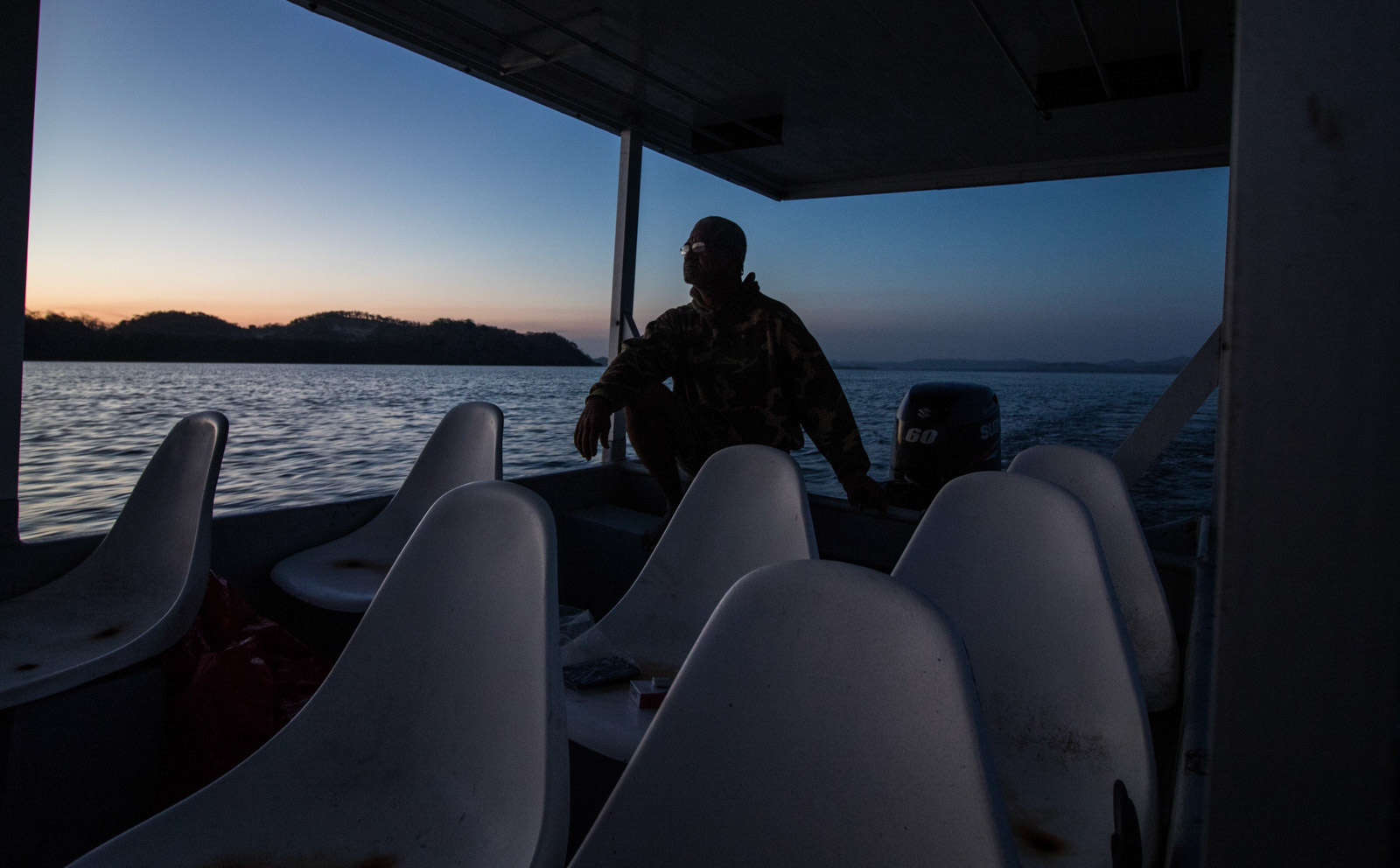 A fisherman in Puerto Nispero heading home after patrolling the town's fishery all night.